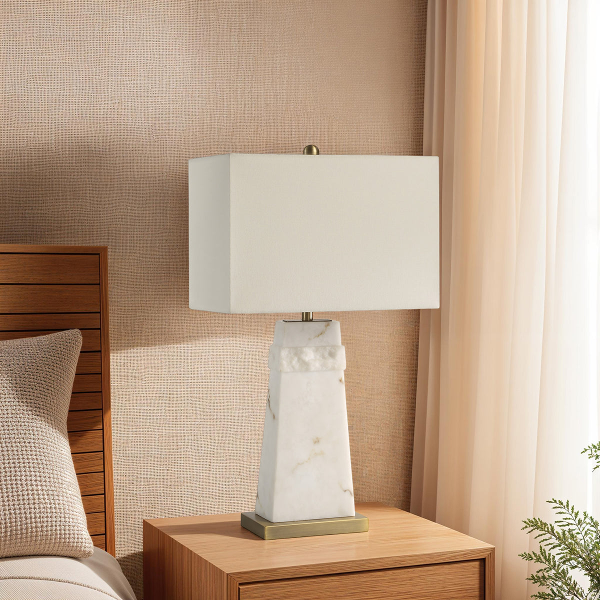 Nisrine 28" Table Lamp, Faux Alabaster-Table Lamp-DECOROLALA