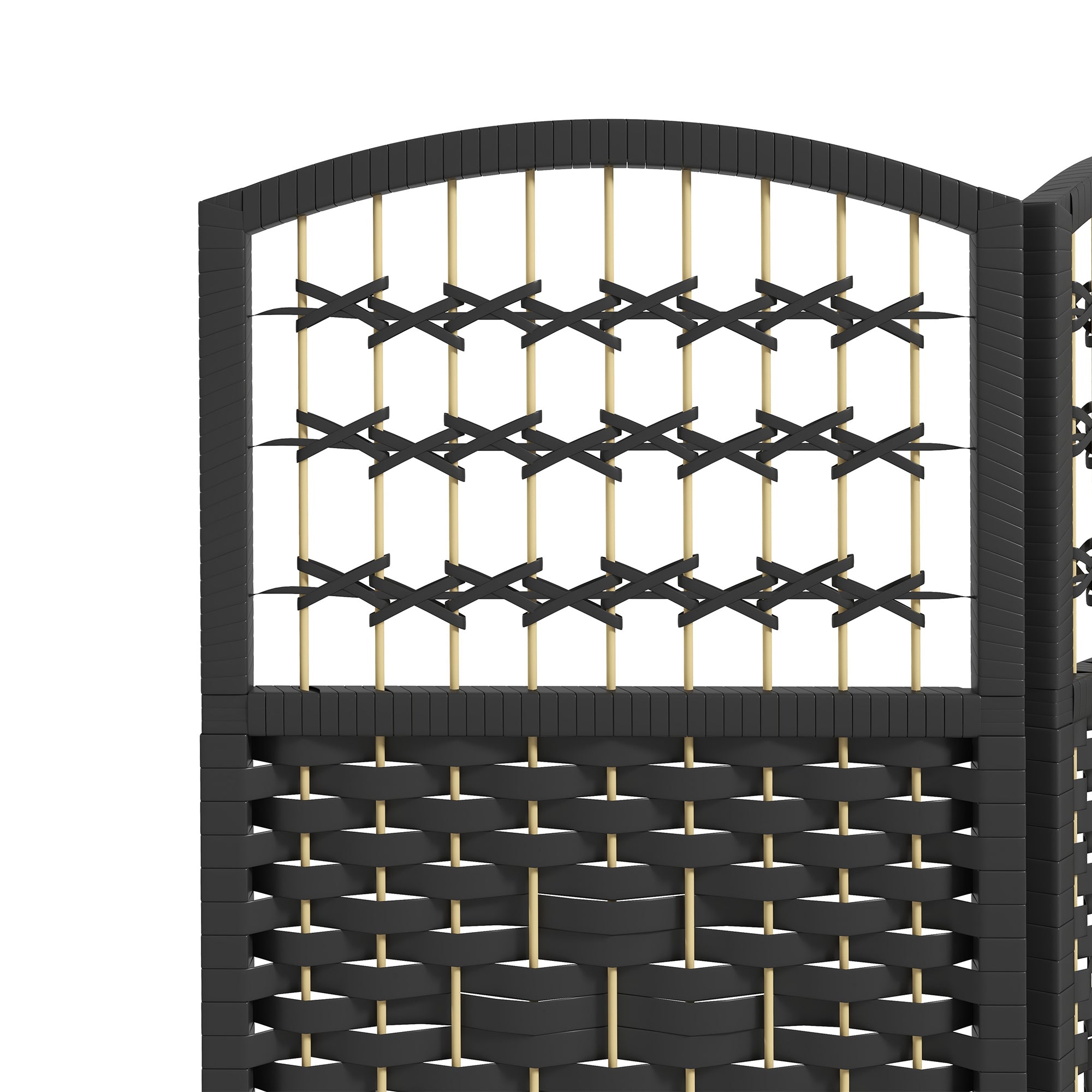 6 Panel Folding Room Divider, Portable Privacy Screen, Wave Fiber Room Partition for Home Office, Black