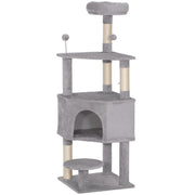 54 Inch Cat Tree with Large Condo, Top Perch, Sisal Scratching Posts, Dangling Toy Ball,Light Grey