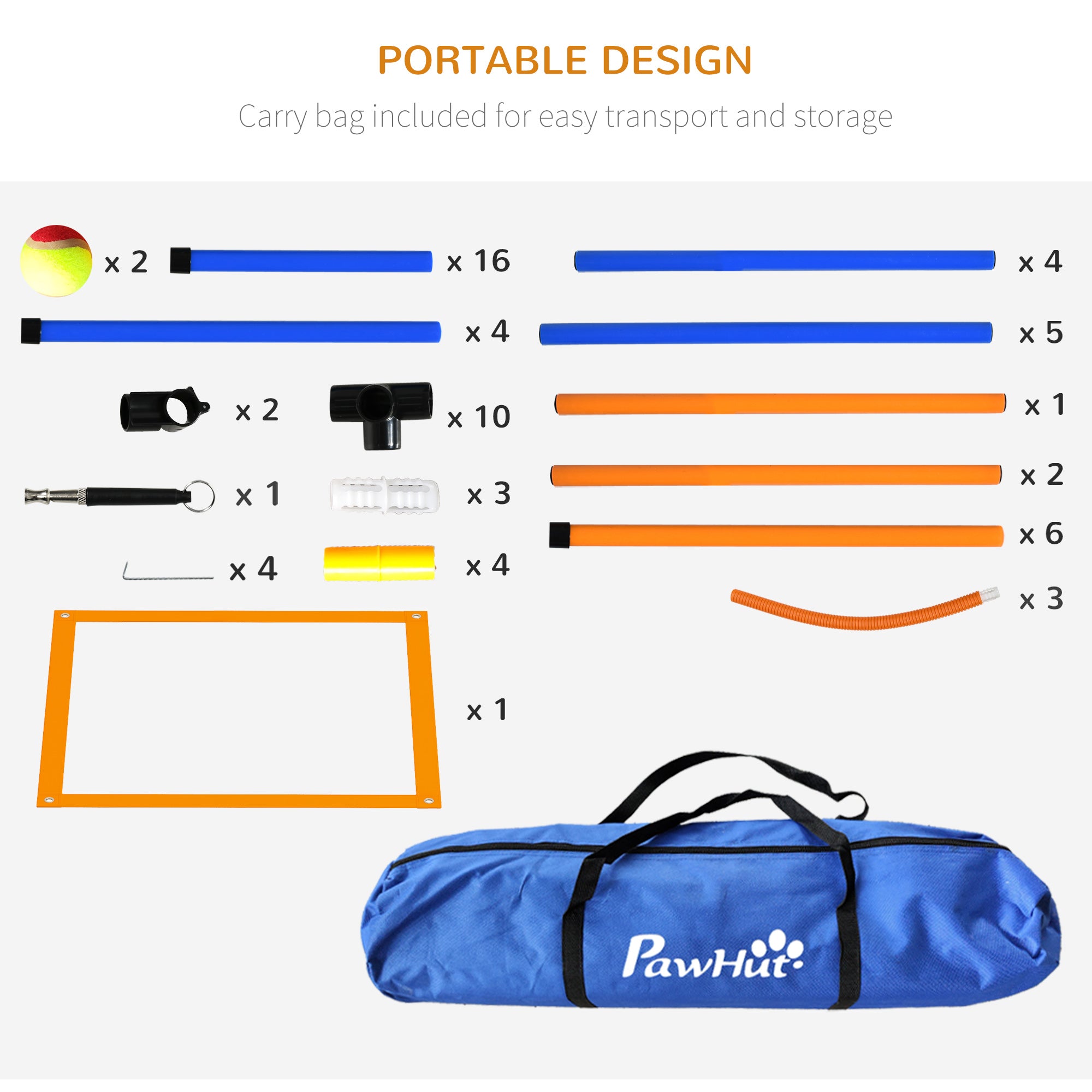 Dog Agility Training Equipment w/ Weave Poles, Adjustable Hurdle, Jump Ring, Pause Box, Whistle, Balls, Carry Bag