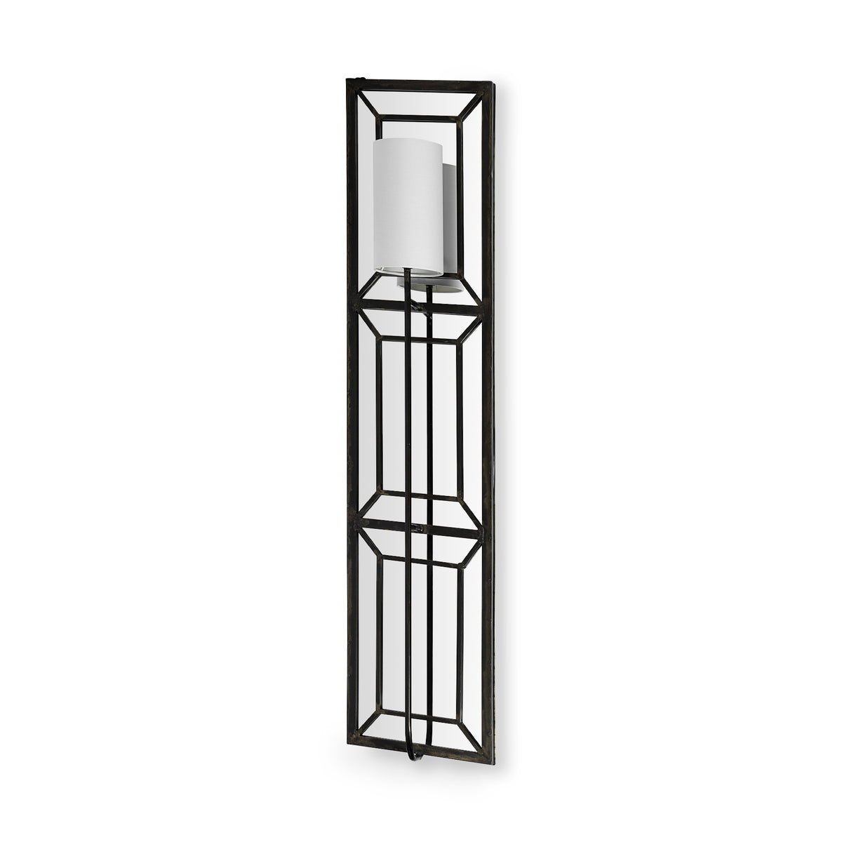 Noah 12.2x55 Black Metal w/White Fabric Shade Rectangular Wall Sconce-Wall Sconces-DECOROLALA