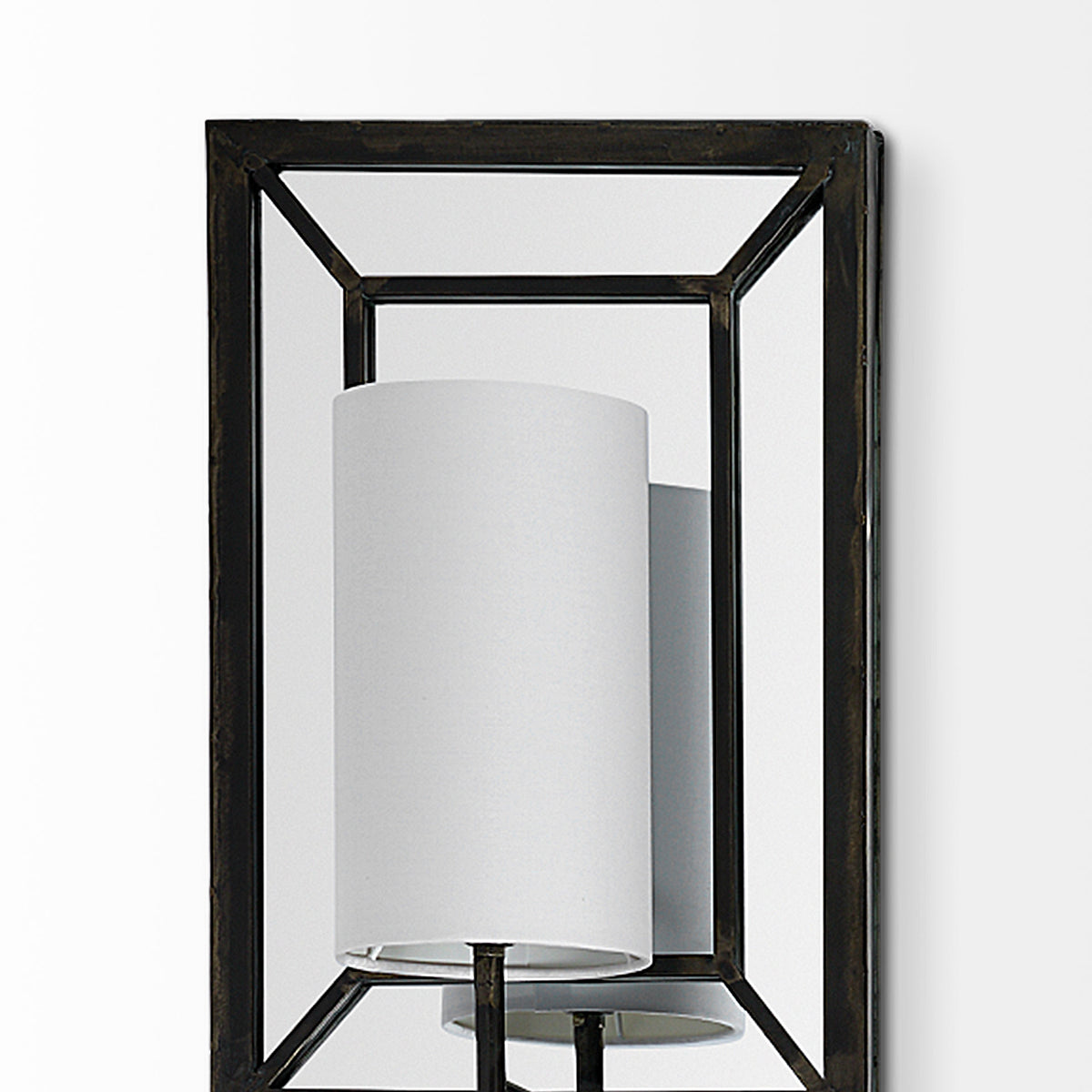 Noah 12.2x55 Black Metal w/White Fabric Shade Rectangular Wall Sconce-Wall Sconces-DECOROLALA