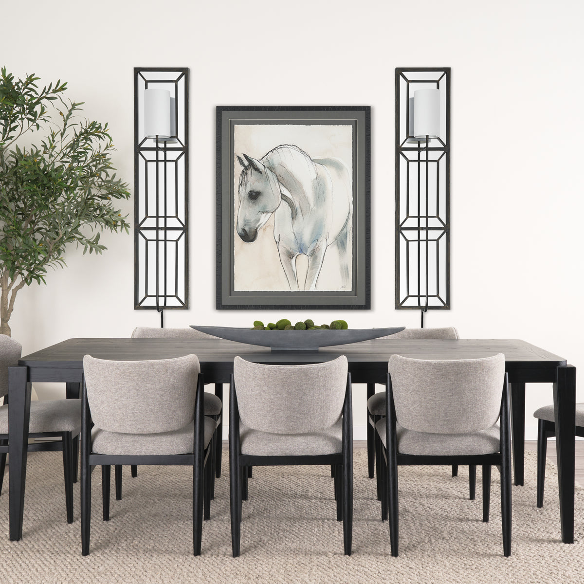 Noah Black Metal Rectangular Wall Sconce-Wall Sconces-DECOROLALA