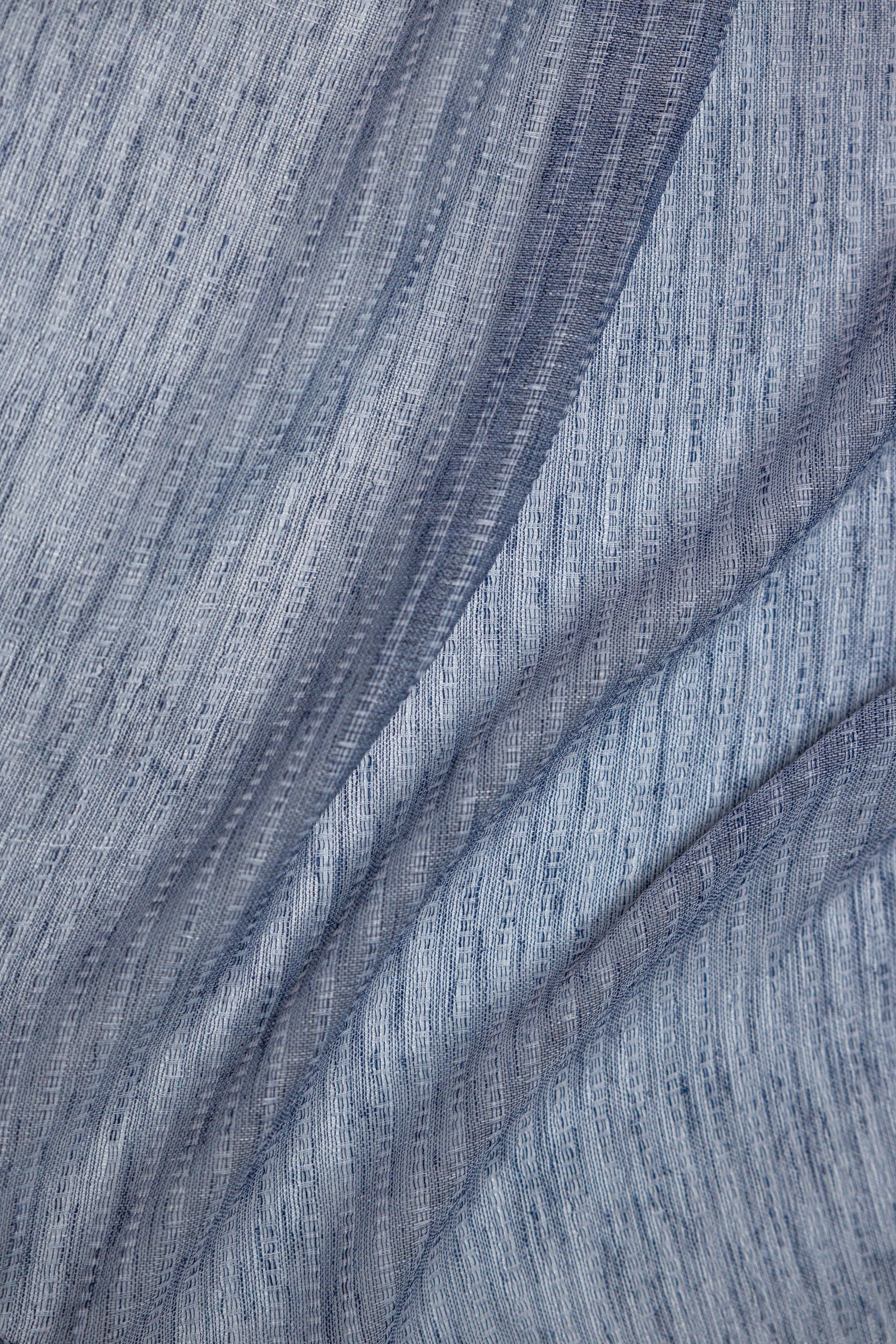 Nobile Striped Jacquard Navy Sheer Grommet Curtain 108"x 95"-Curtains-DECOROLALA