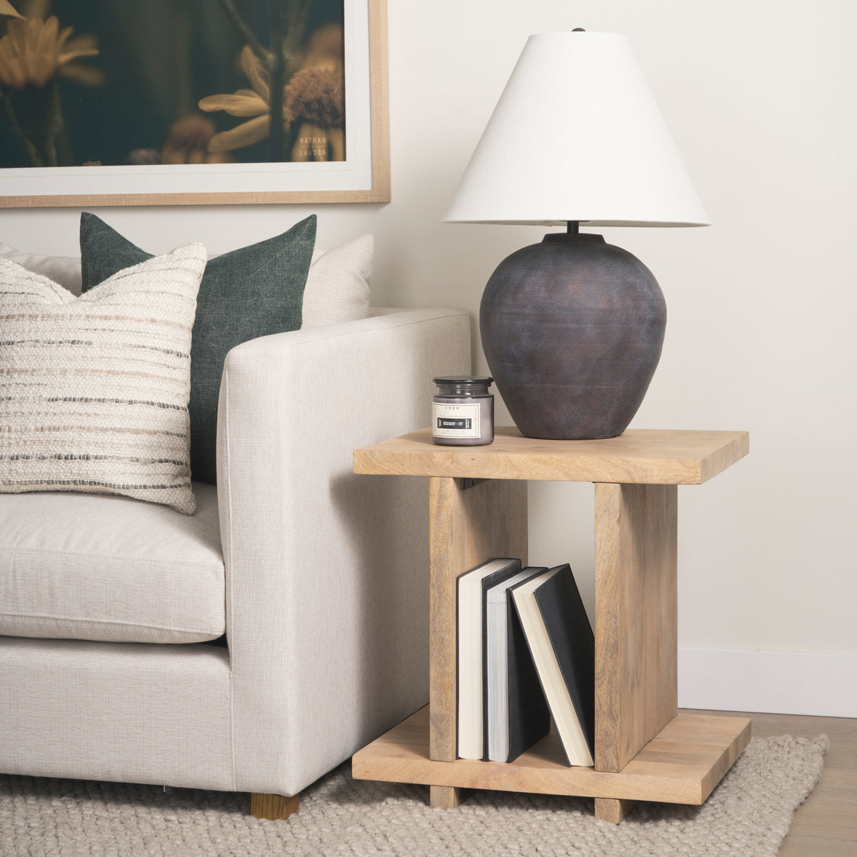 Nohr Medium Brown Wood Accent Table-End and Side Tables-DECOROLALA