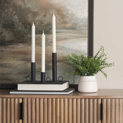 Noir Matte Black Metal Candle Holders (Set of 3)-Table Candle Holders-DECOROLALA