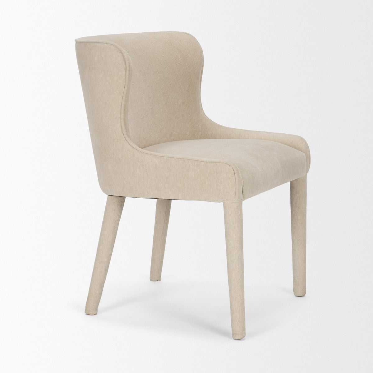 Nolan Wingback Dining Side Chair | Cream Chenille w/ Tapered Wood-Dining Chairs-DECOROLALA