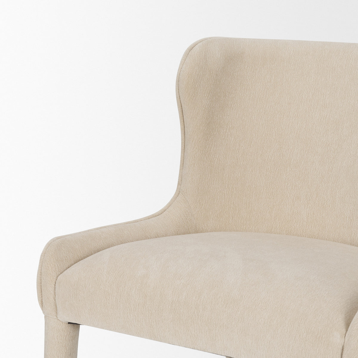 Nolan Wingback Dining Side Chair | Cream Chenille w/ Tapered Wood-Dining Chairs-DECOROLALA