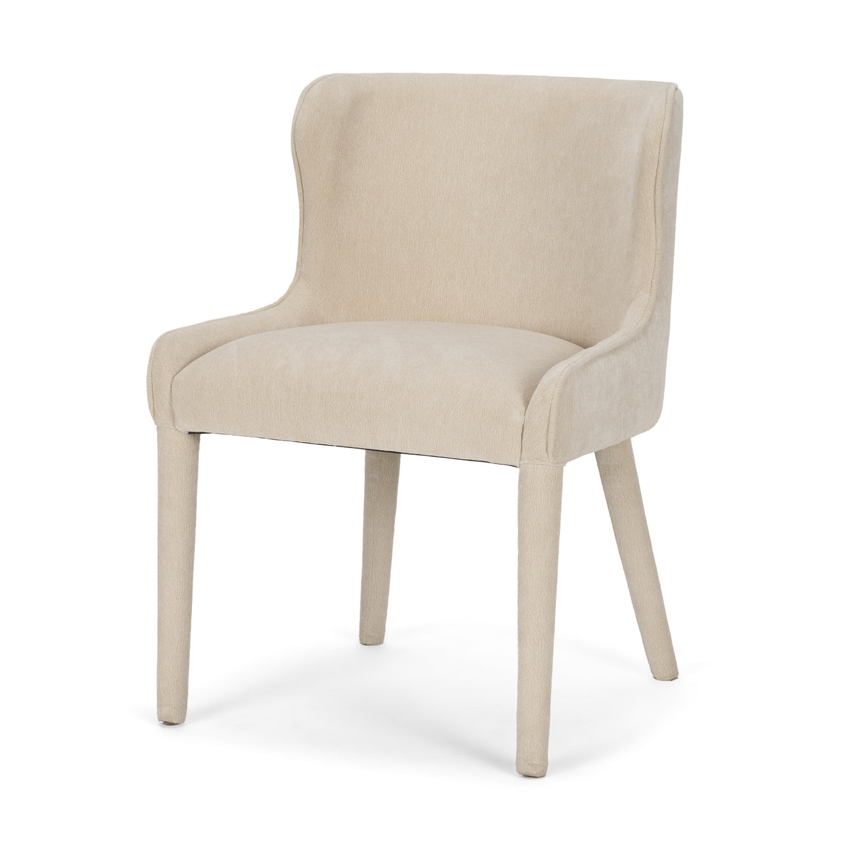 Nolan Wingback Dining Side Chair | Cream Chenille w/ Tapered Wood-Dining Chairs-DECOROLALA