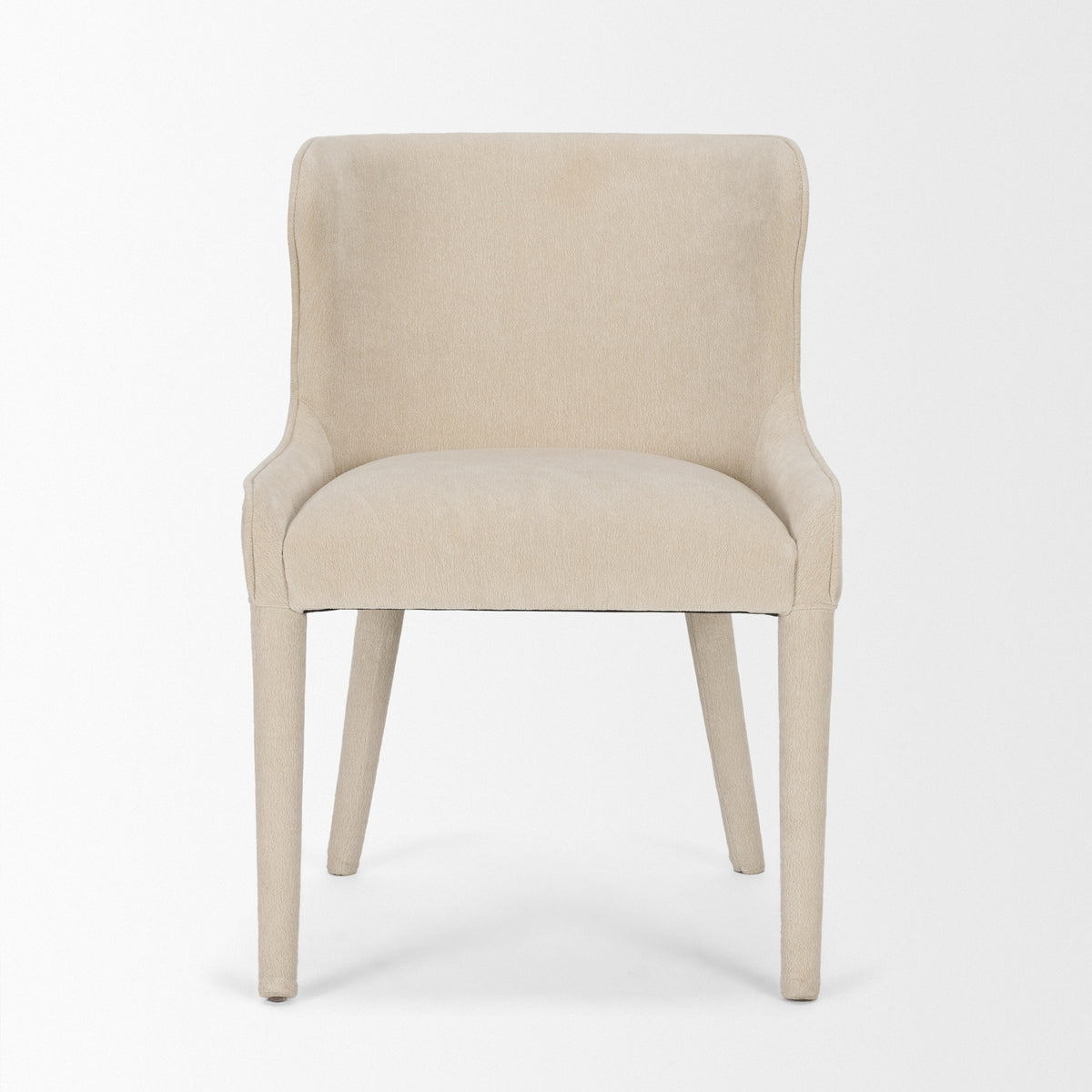Nolan Wingback Dining Side Chair | Cream Chenille w/ Tapered Wood-Dining Chairs-DECOROLALA