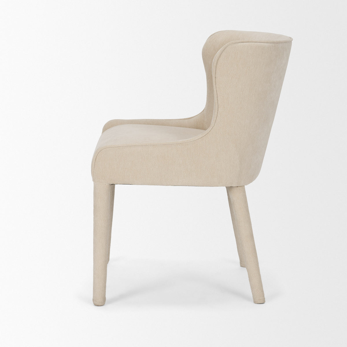 Nolan Wingback Dining Side Chair | Cream Chenille w/ Tapered Wood-Dining Chairs-DECOROLALA