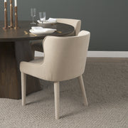 Nolan Wingback Dining Side Chair | Cream Chenille w/ Tapered Wood-Dining Chairs-DECOROLALA