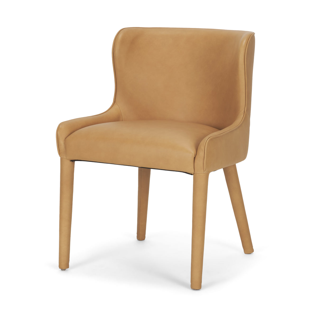 Nolan Wingback Dining Side Chair - Tan Leather-Dining Chairs-DECOROLALA