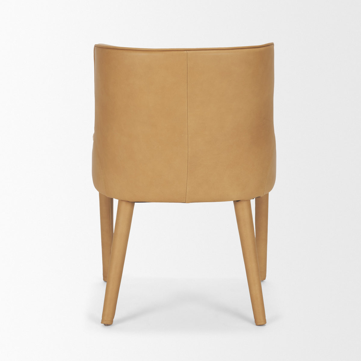 Nolan Wingback Dining Side Chair | Tan Leather w/ Tapered Wood-Dining Chairs-DECOROLALA