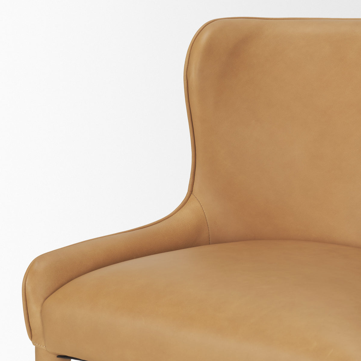 Nolan Wingback Dining Side Chair | Tan Leather w/ Tapered Wood-Dining Chairs-DECOROLALA