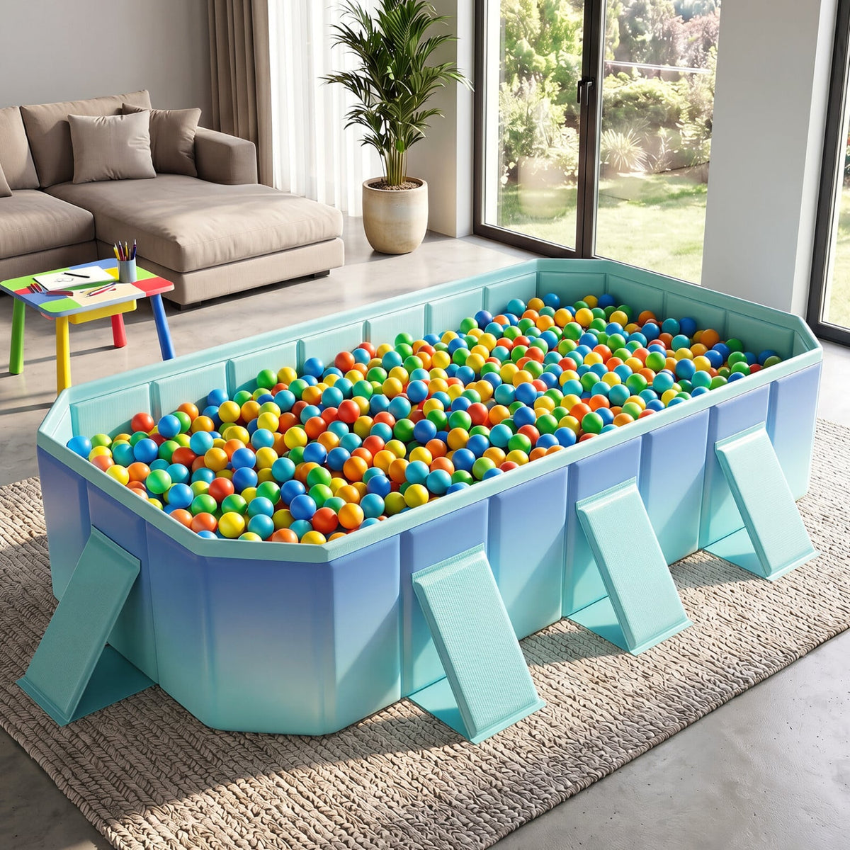 Non-Inflatable Swimming Pool Portable Around Ground Pool with 24 Wall Panels-Gradient-Swimming Pools-DECOROLALA