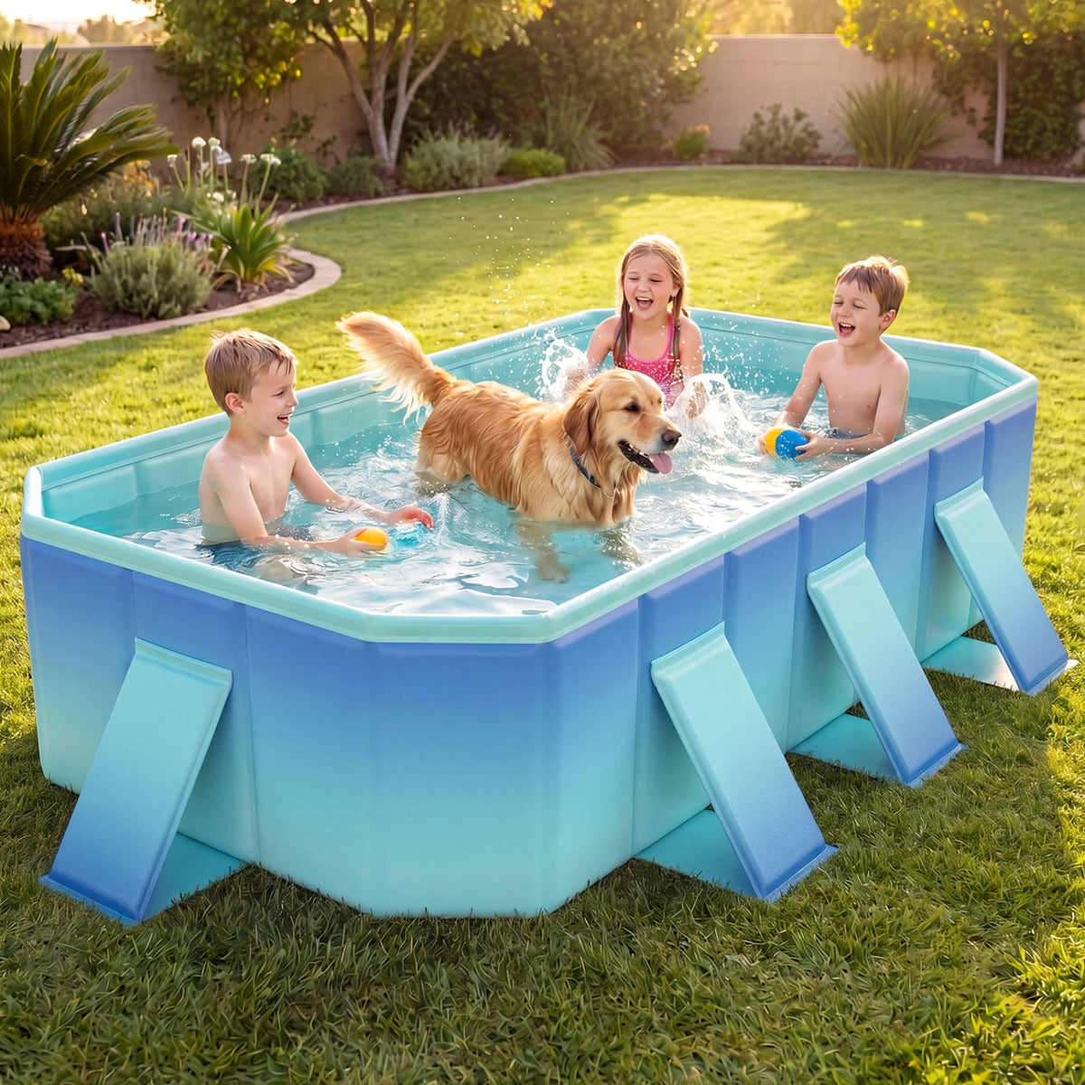 Non-Inflatable Swimming Pool Portable Around Ground Pool with 8 Support Panels-Gradient-Swimming Pools-DECOROLALA