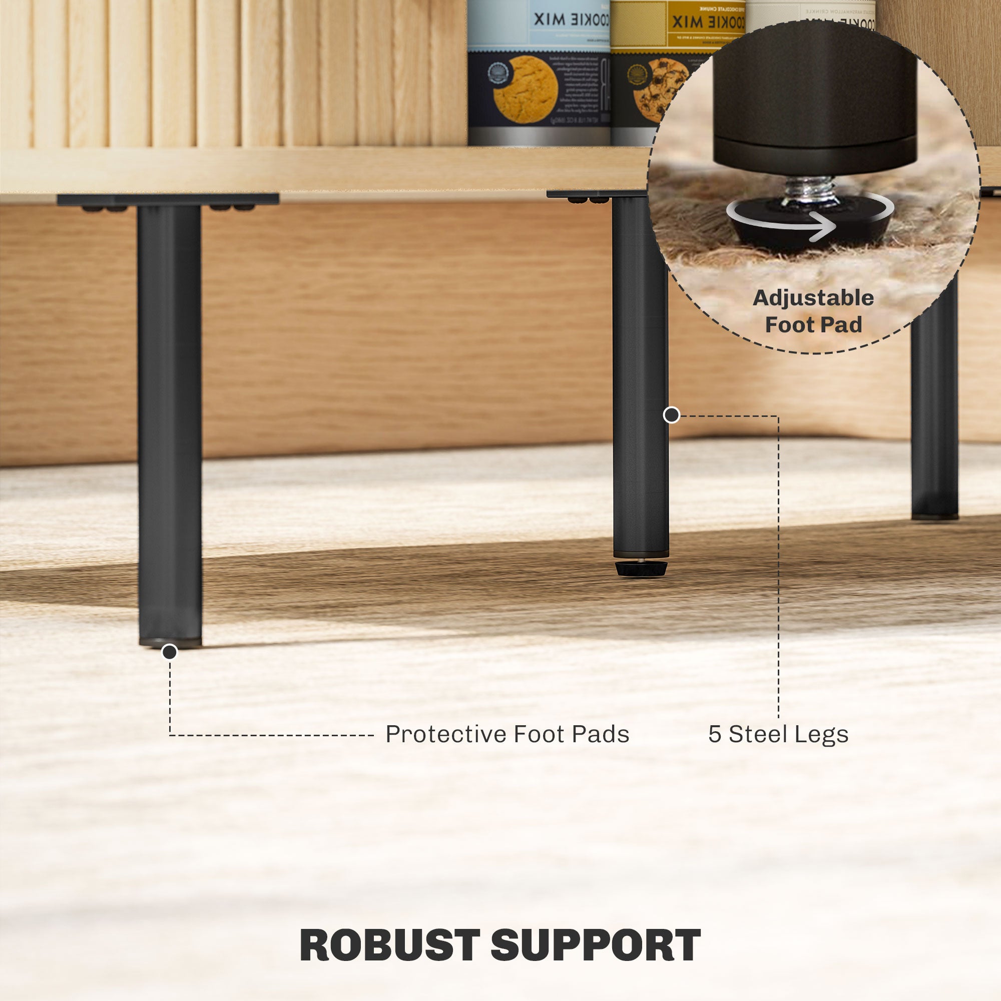 Nordic Coffee Table - Oak with Fluted Sliding Doors-Home Furnishings > Living Room Furniture > Coffee Tables-DECOROLALA