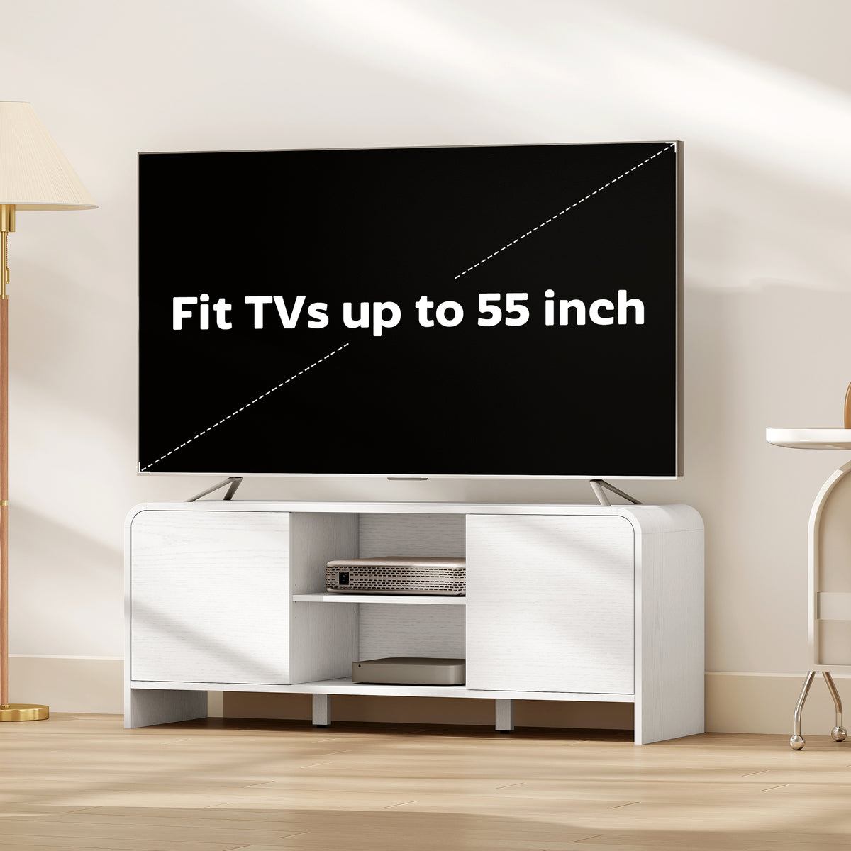 Nordic TV Stand for TVs up to 55" - White 43" Modern MDF-Home Furnishings > Living Room Furniture > TV¬†Stands-DECOROLALA