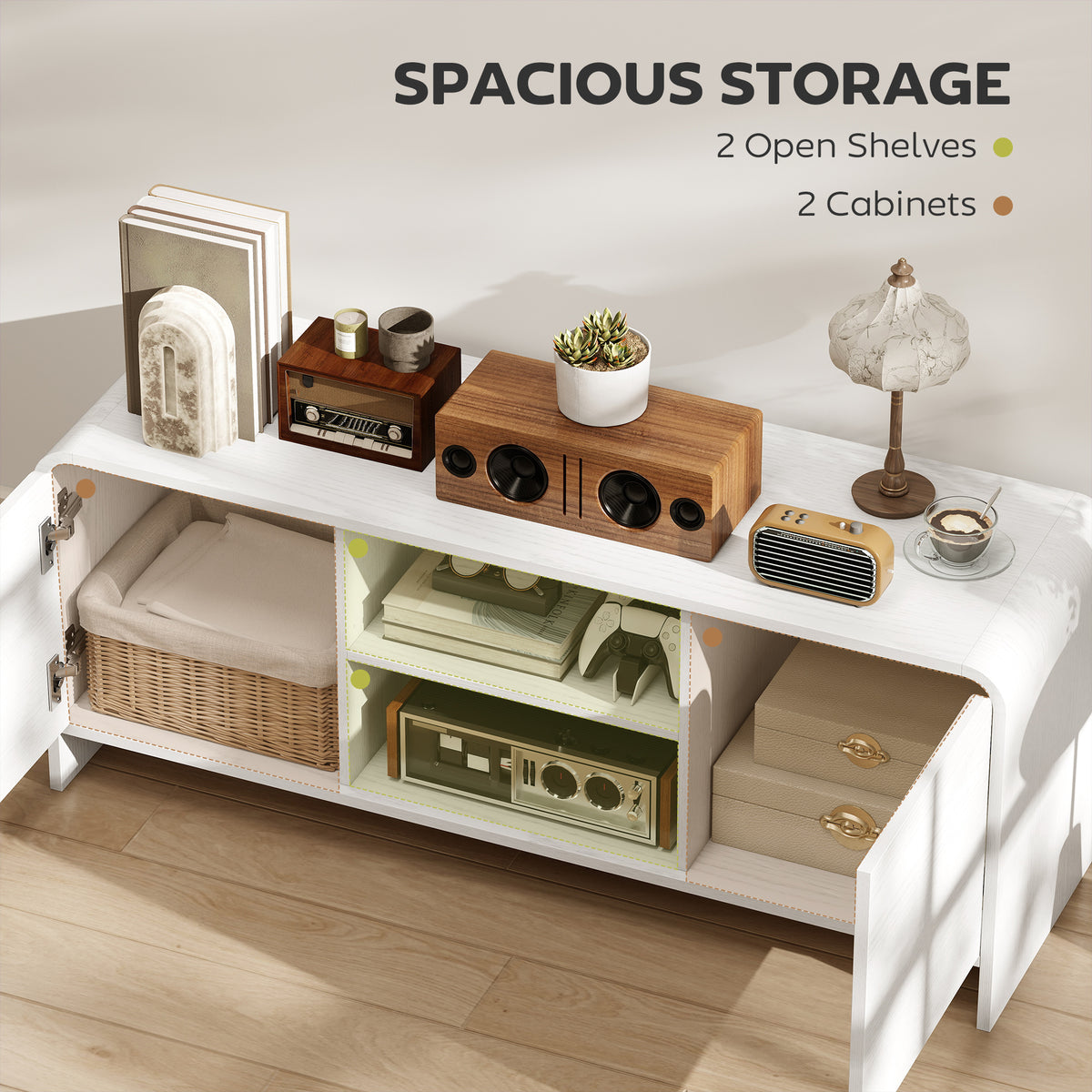 Nordic TV Stand for TVs up to 55" - White 43" Modern MDF-Home Furnishings > Living Room Furniture > TV¬†Stands-DECOROLALA