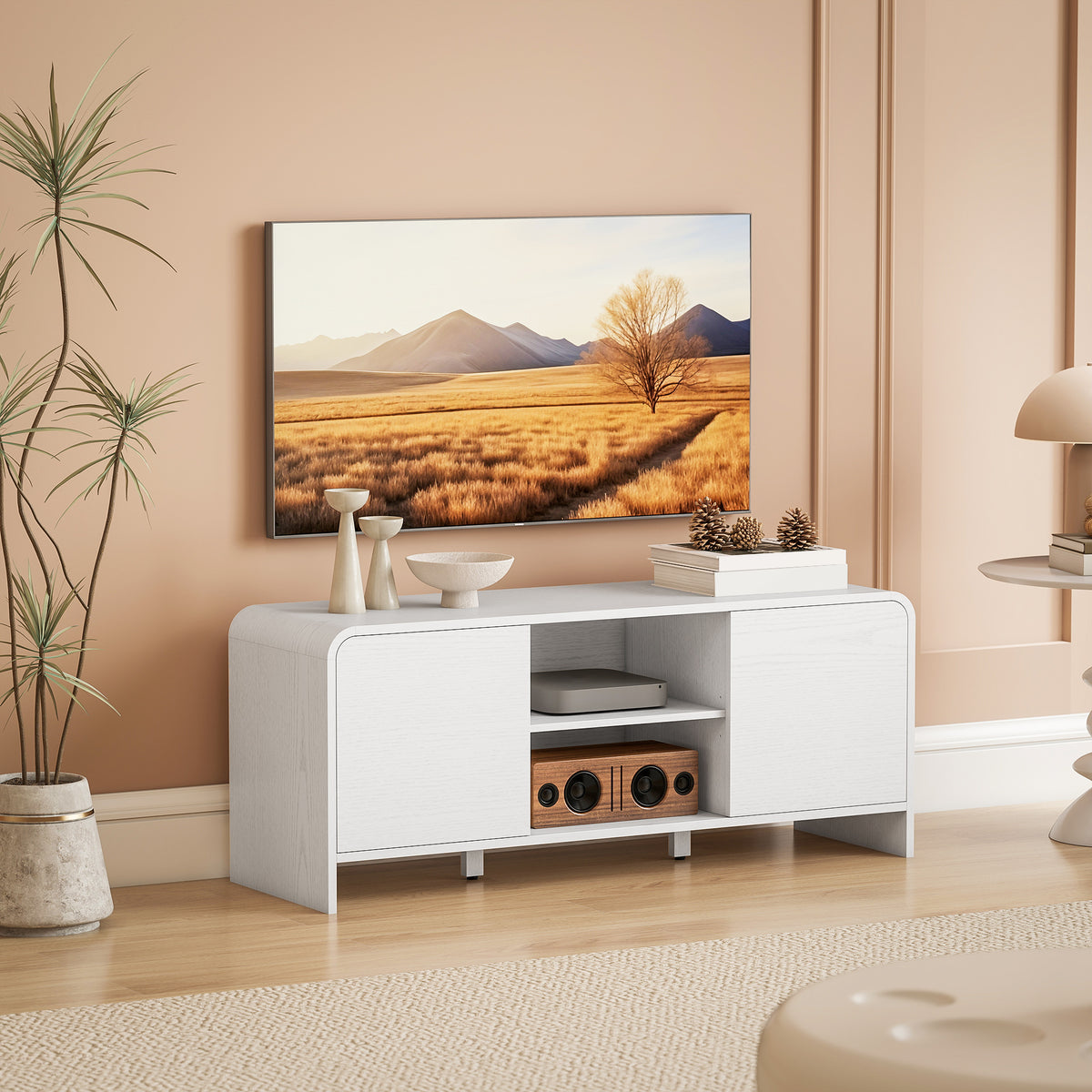 Nordic TV Stand for TVs up to 55" - White 43" Modern MDF-Home Furnishings > Living Room Furniture > TV¬†Stands-DECOROLALA