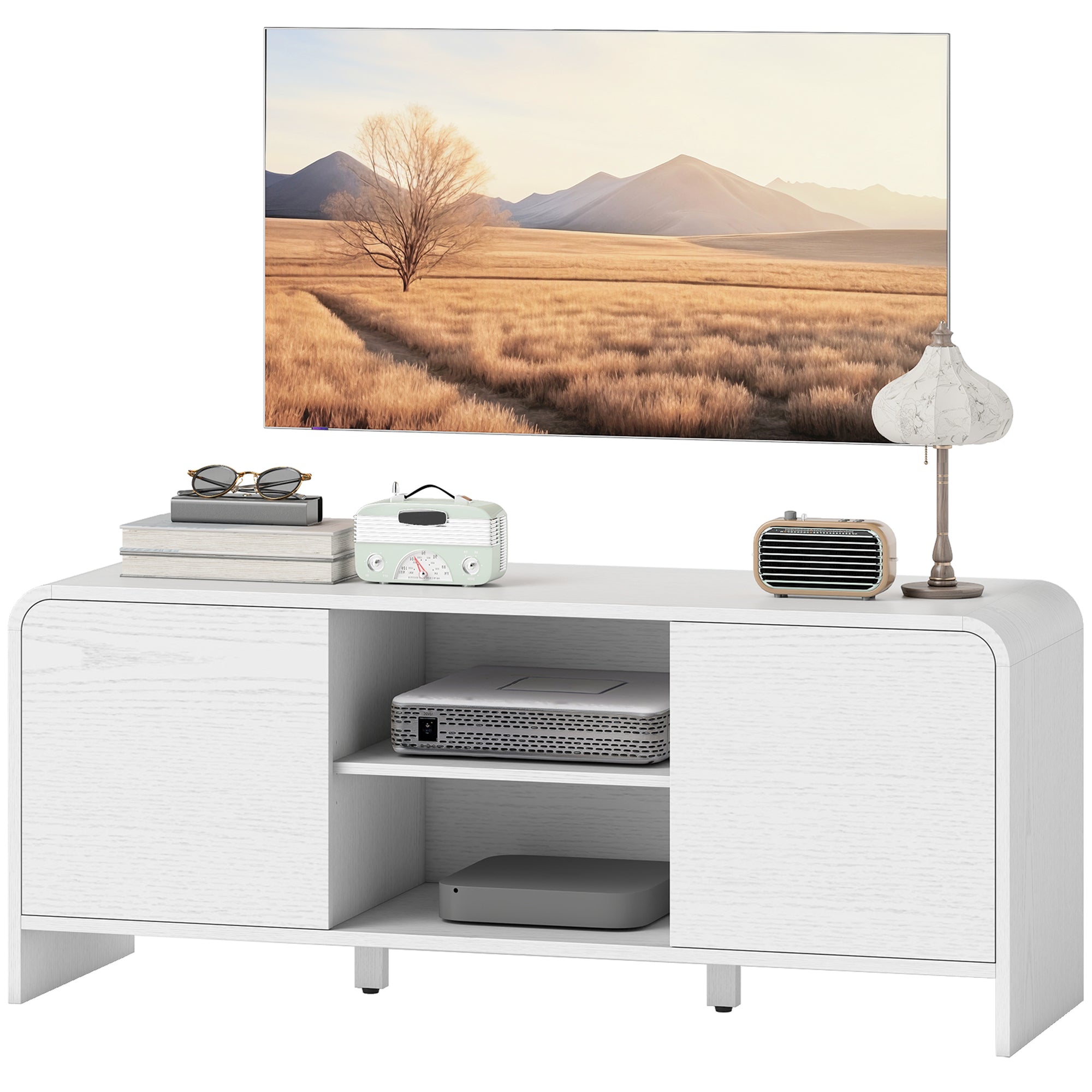 Nordic TV Stand for TVs up to 55" - White 43" Modern MDF-Home Furnishings > Living Room Furniture > TV¬†Stands-DECOROLALA