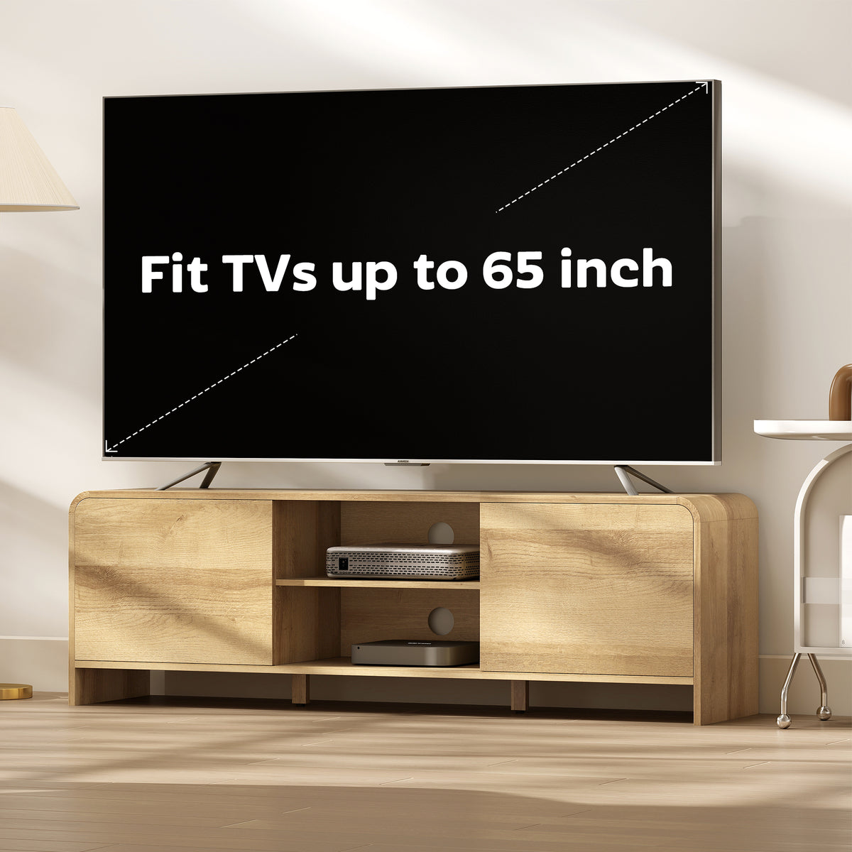 Nordic TV Stand for TVs up to 65" - Natural Wood MDF-Home Furnishings > Living Room Furniture > TV¬†Stands-DECOROLALA