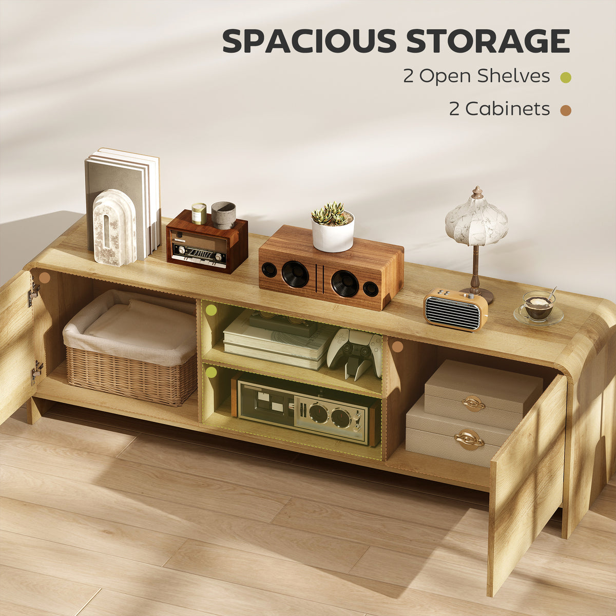 Nordic TV Stand for TVs up to 65" - Natural Wood MDF-Home Furnishings > Living Room Furniture > TV¬†Stands-DECOROLALA