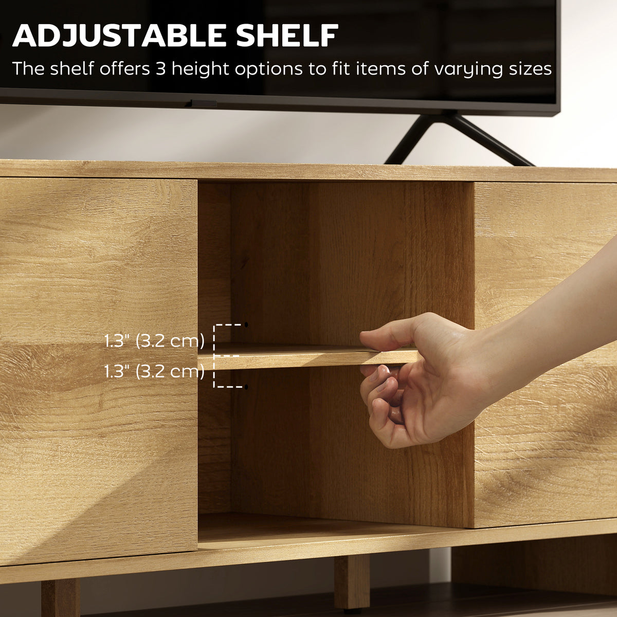 Nordic TV Stand for TVs up to 65" - Natural Wood MDF-Home Furnishings > Living Room Furniture > TV¬†Stands-DECOROLALA