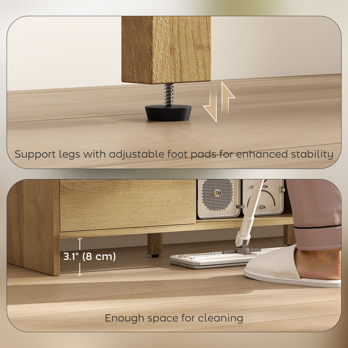 Nordic TV Stand for TVs up to 65" - Natural Wood MDF-Home Furnishings > Living Room Furniture > TV¬†Stands-DECOROLALA