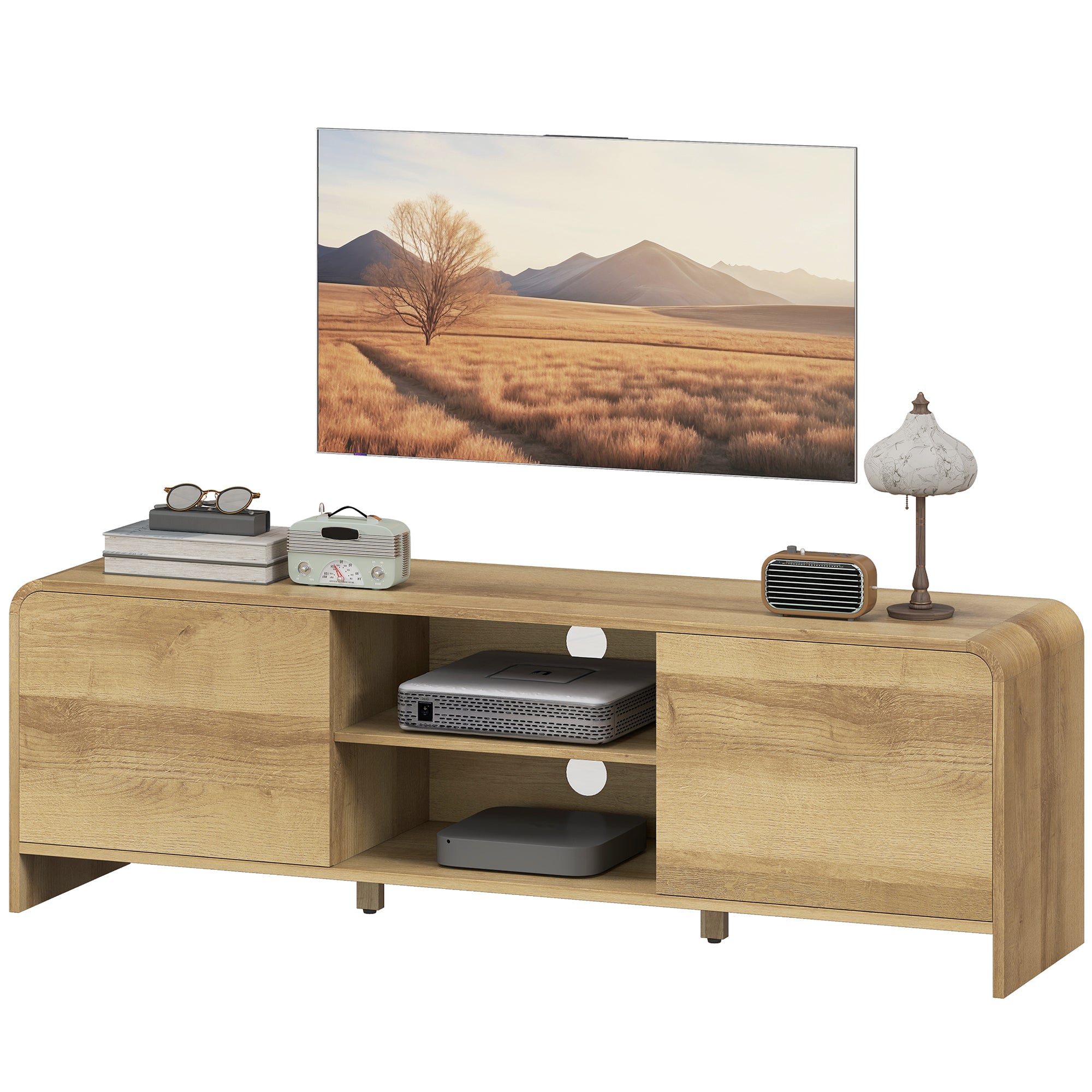 Nordic TV Stand for TVs up to 65" - Natural Wood MDF-Home Furnishings > Living Room Furniture > TV¬†Stands-DECOROLALA