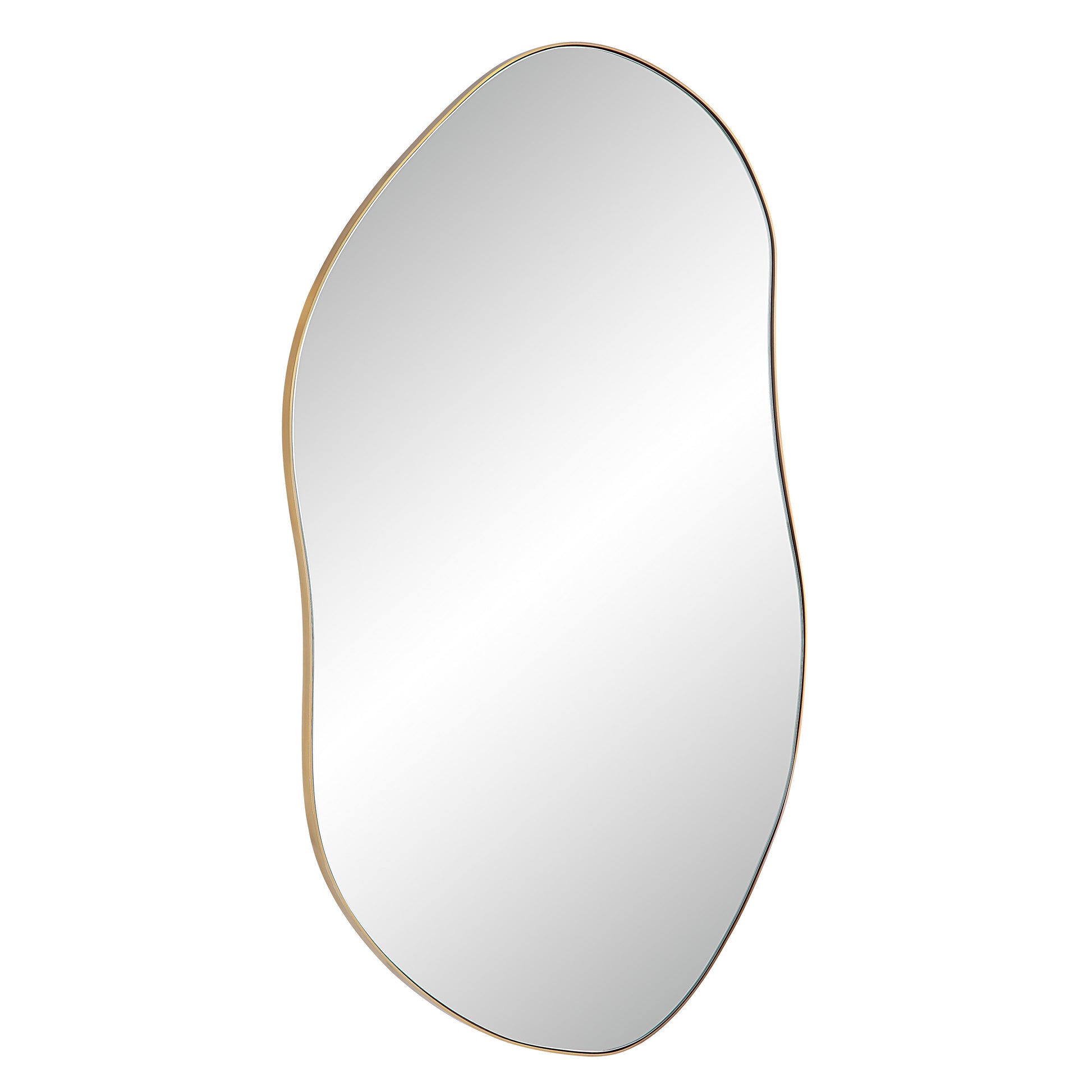 Noria 45" Tall Irregular Rectangular Oval Mirror, Burnished Brass-Mirror-DECOROLALA