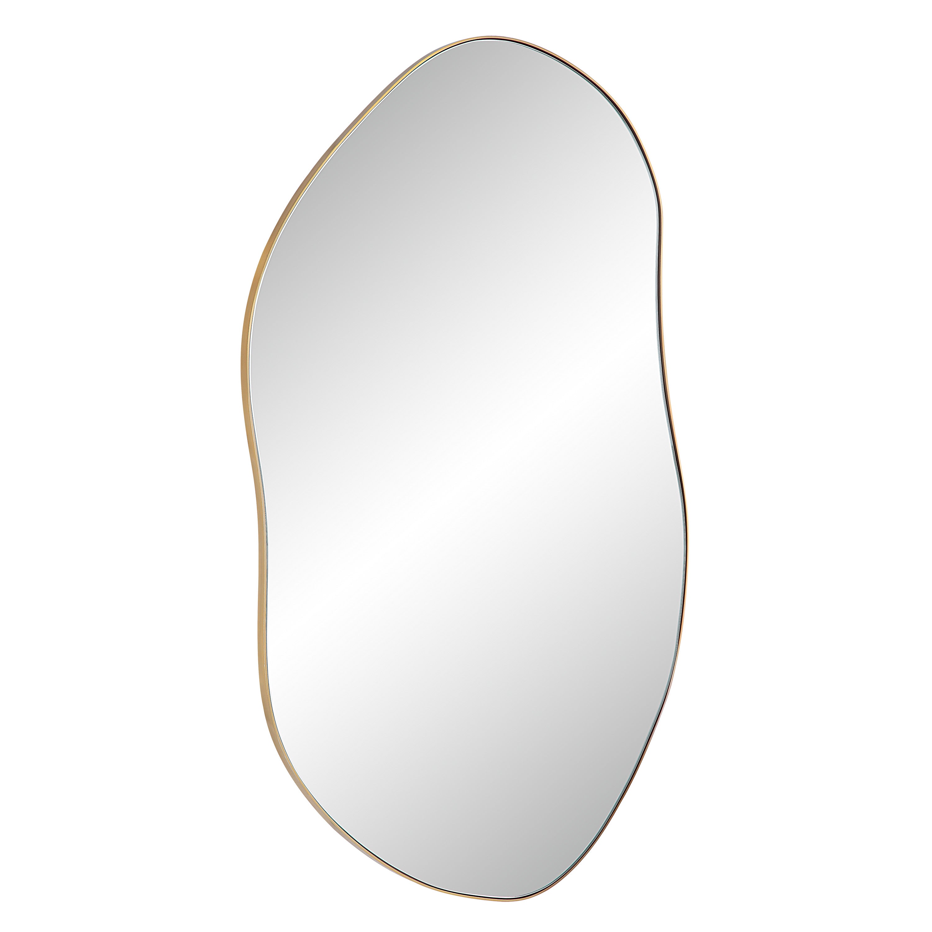 Noria 45" Tall Irregular Rectangular Oval Mirror, Burnished Brass-Mirror-DECOROLALA