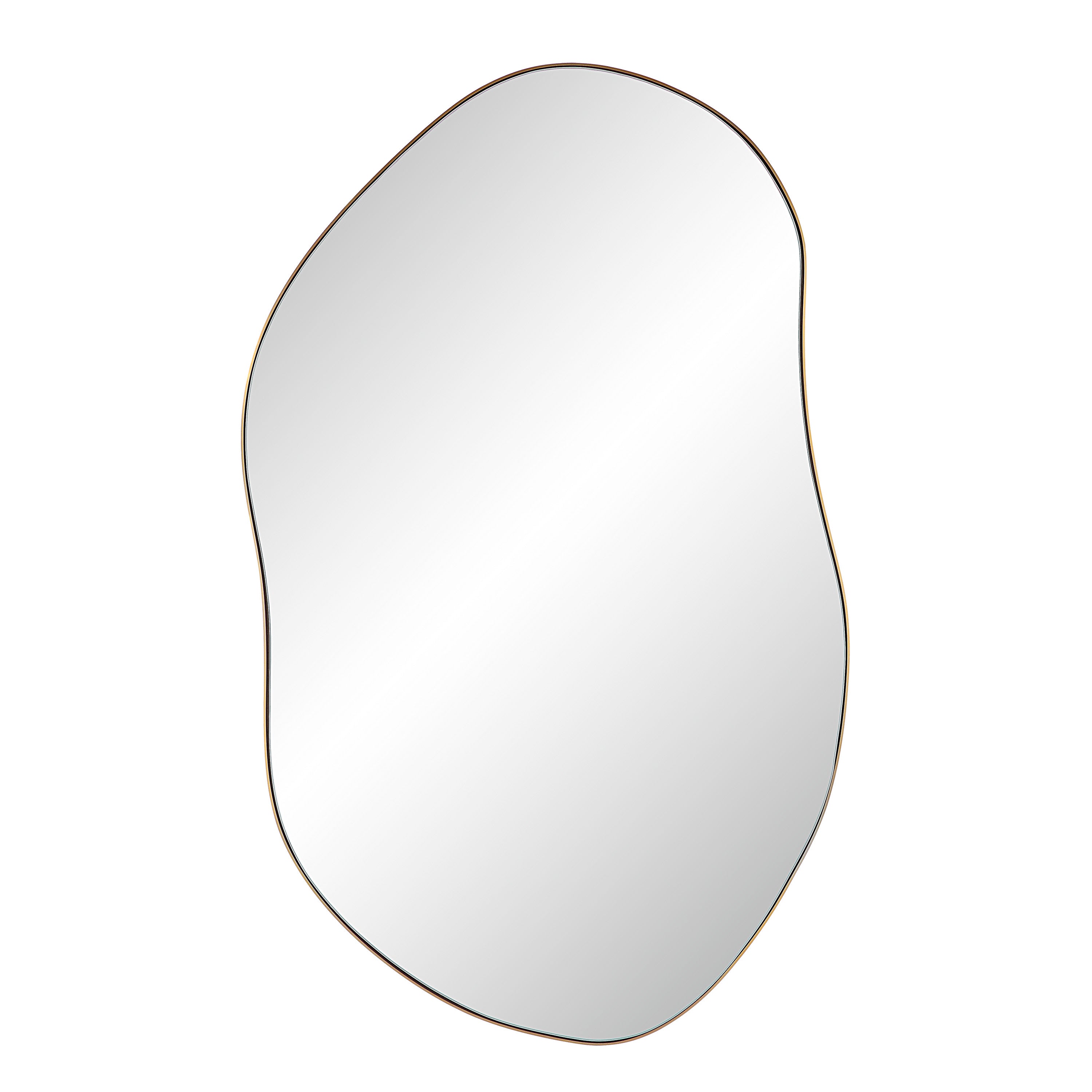 Noria 45" Tall Irregular Rectangular Oval Mirror, Burnished Brass-Mirror-DECOROLALA