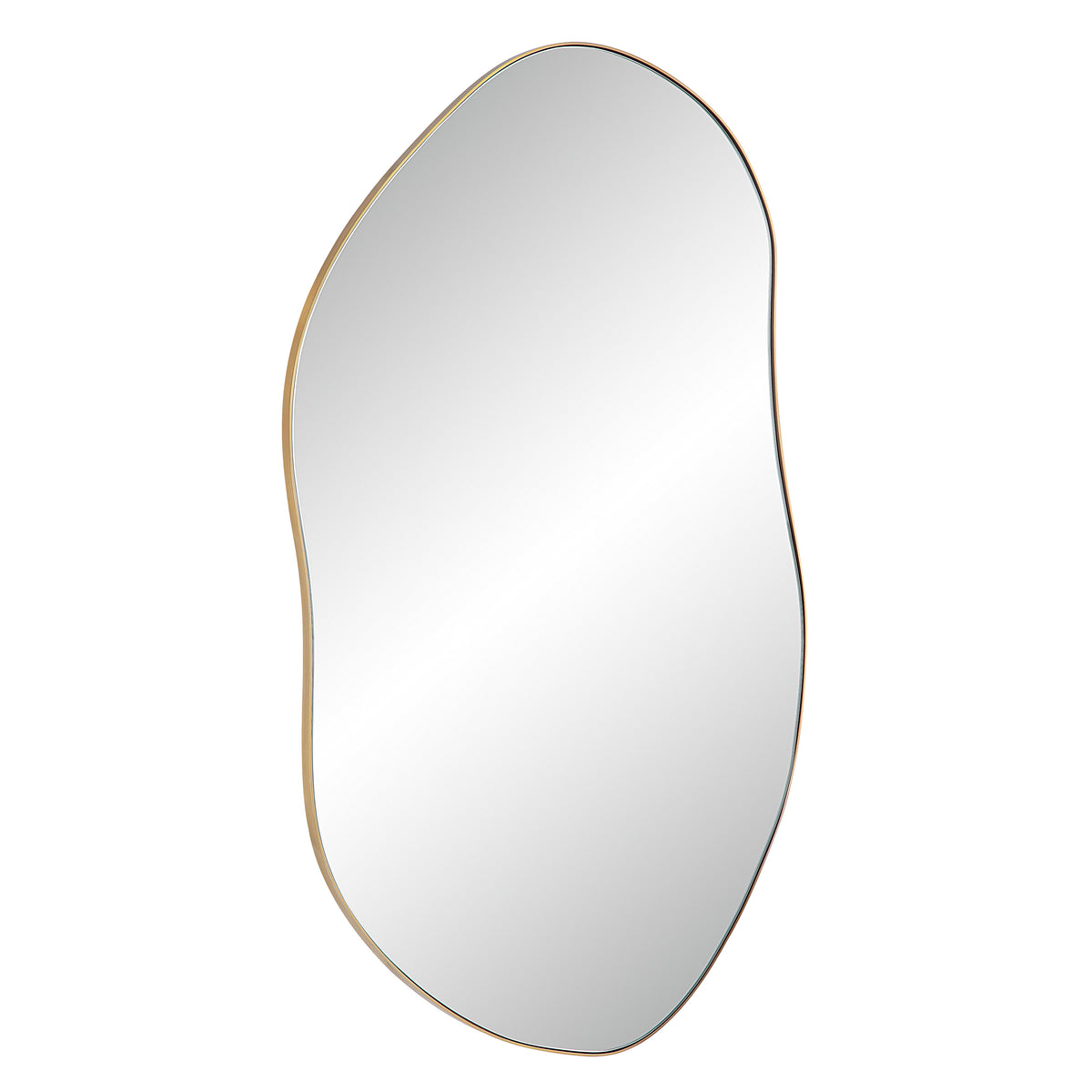 Noria 45" Tall Irregular Rectangular Oval Mirror, Burnished Brass-Mirrors-DECOROLALA