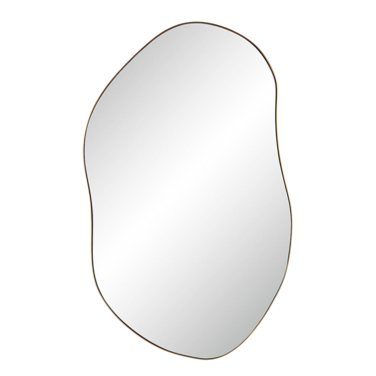 Noria 45" Tall Irregular Rectangular Oval Mirror, Burnished Brass-Mirrors-DECOROLALA