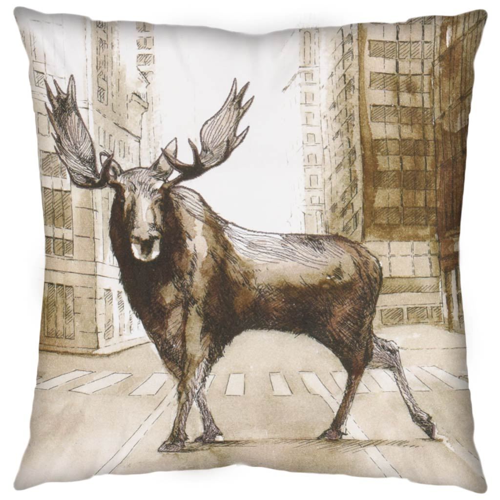 Northstreet II 18 x 18 Brown Moose City Crossing Pillow Cover-Decorative Pillows-DECOROLALA