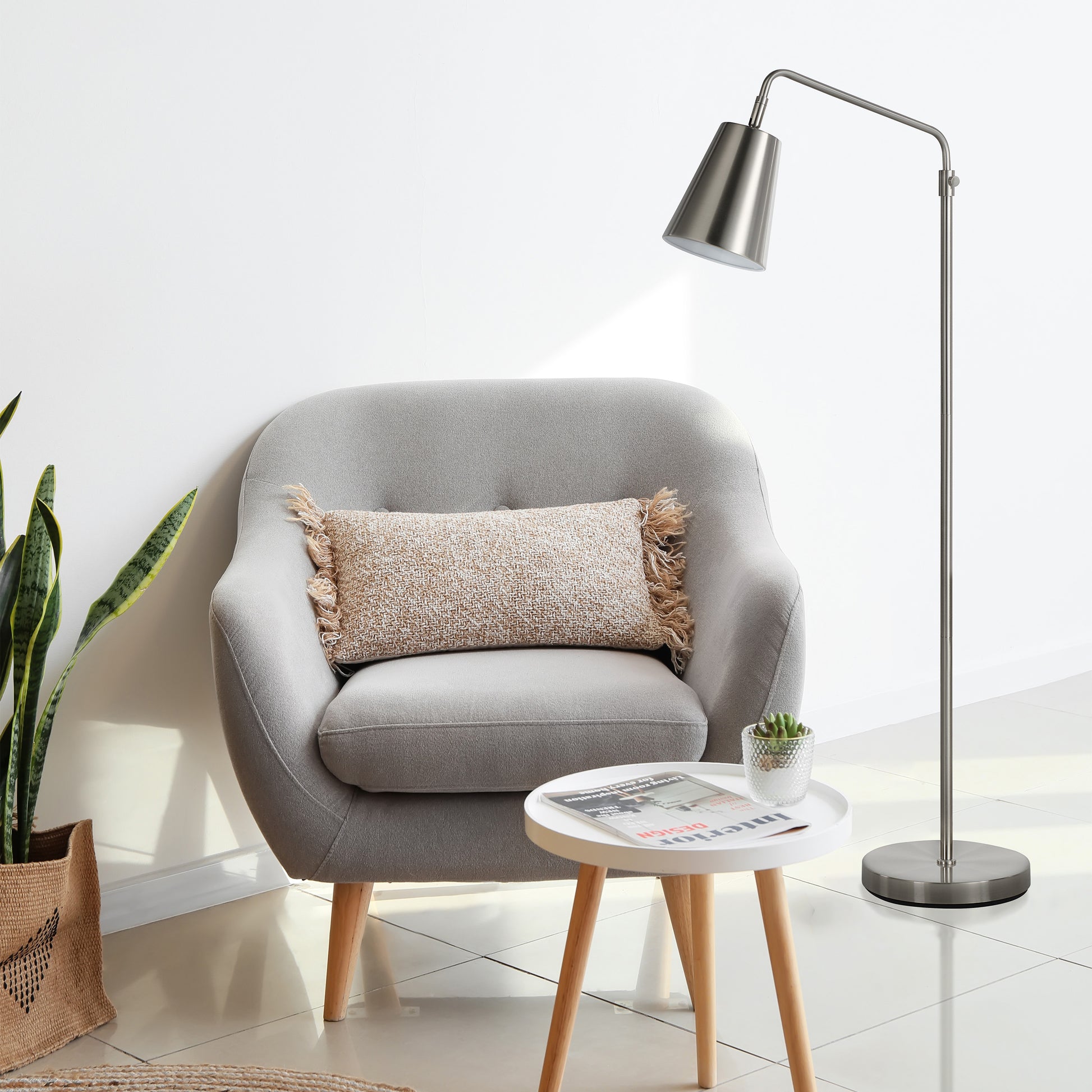 Norwich 47.5" Height Floor Lamp, Grey-Floor Lamp-DECOROLALA