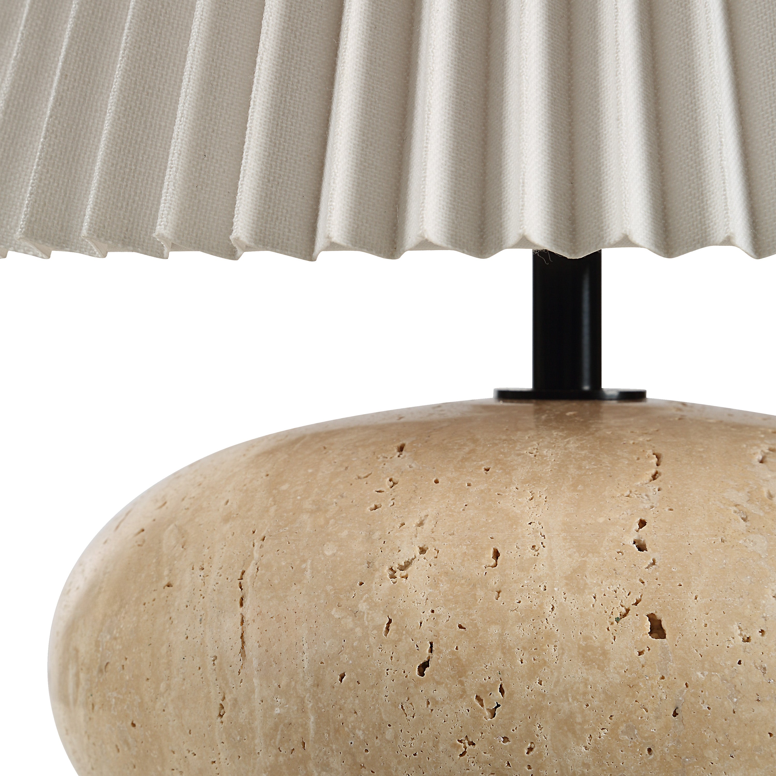 Noto 14" Height Table Lamp, Cream Travertine-Table Lamp-DECOROLALA