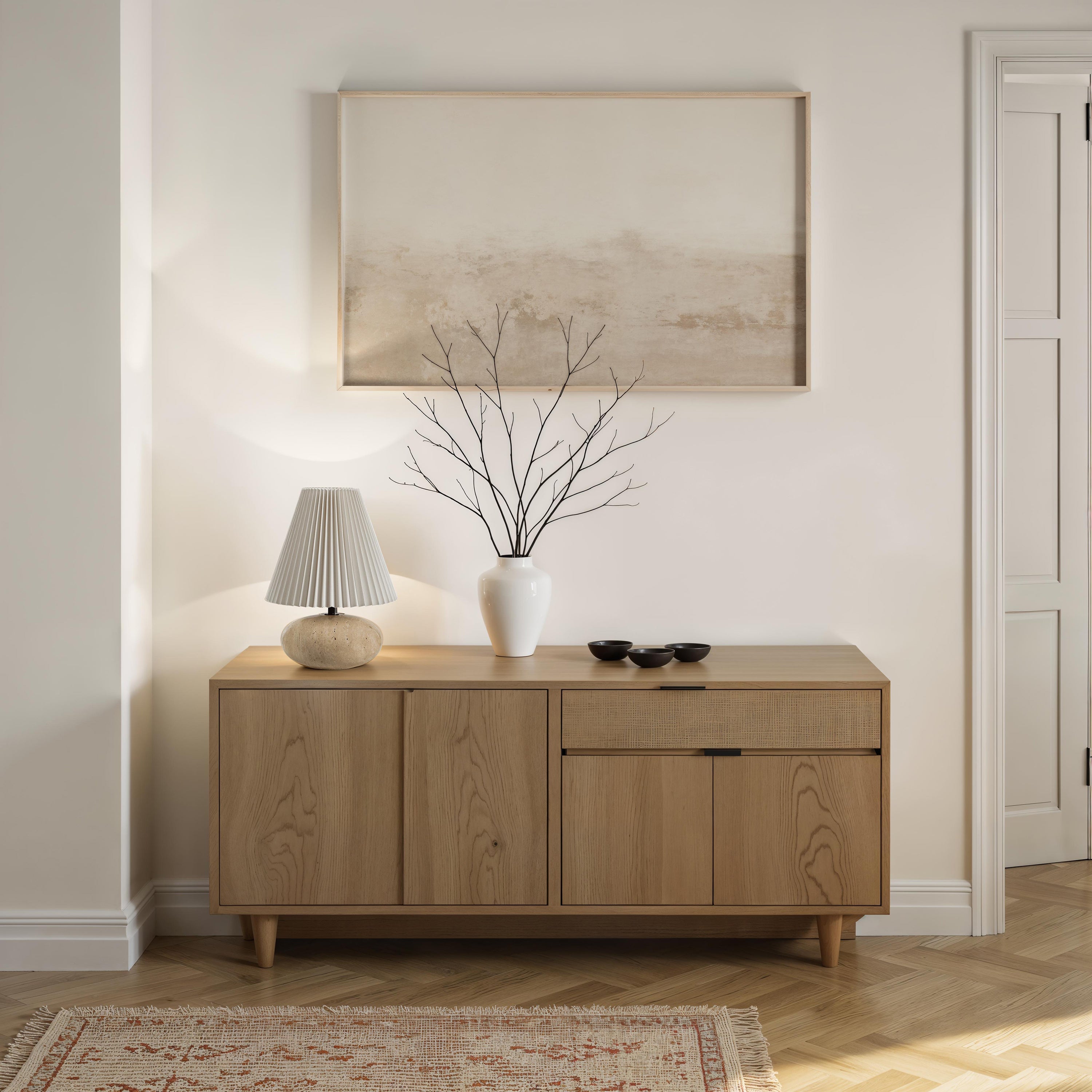 Noto 14" Height Table Lamp, Cream Travertine-Table Lamp-DECOROLALA