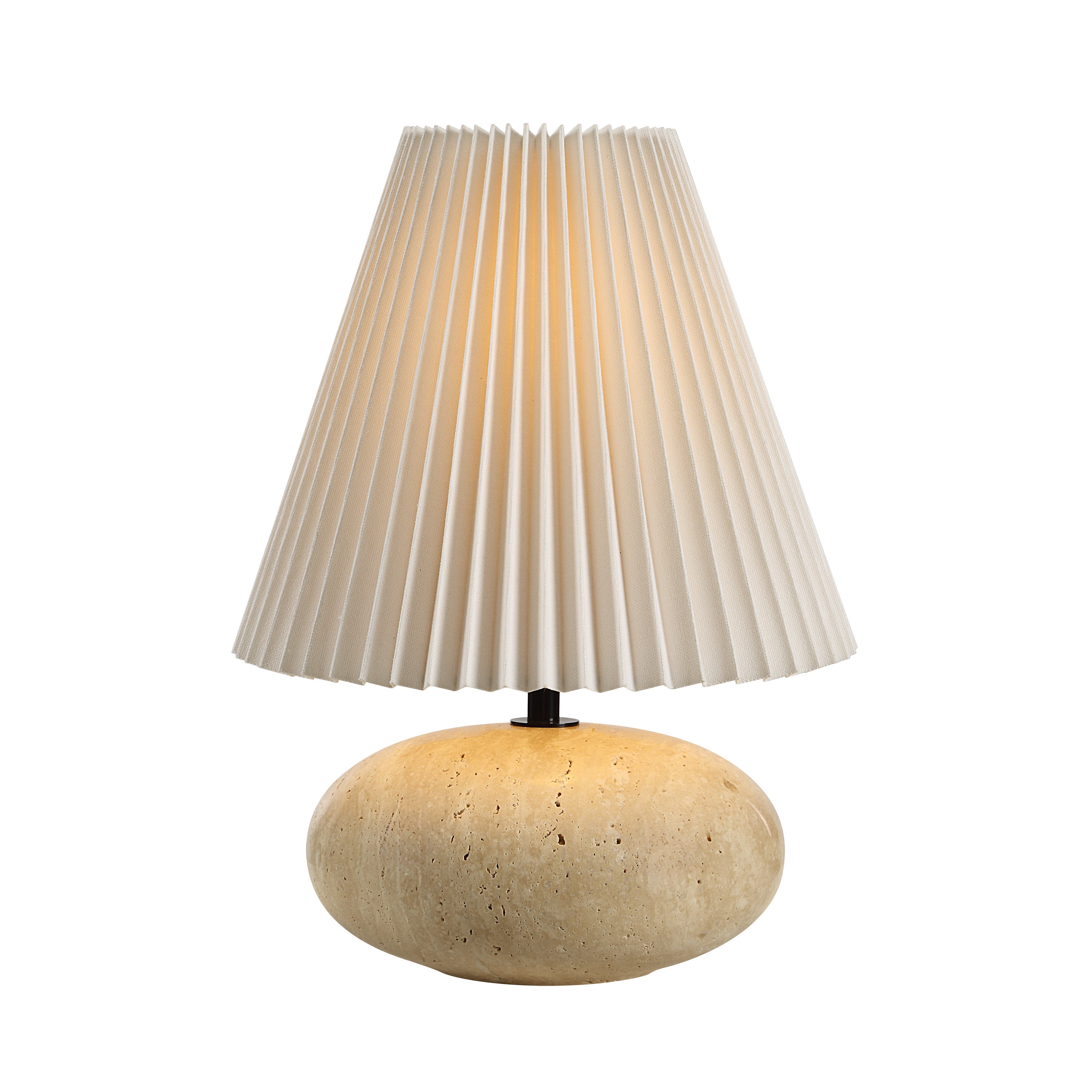 Noto 14" Height Table Lamp, Cream Travertine-Table Lamp-DECOROLALA