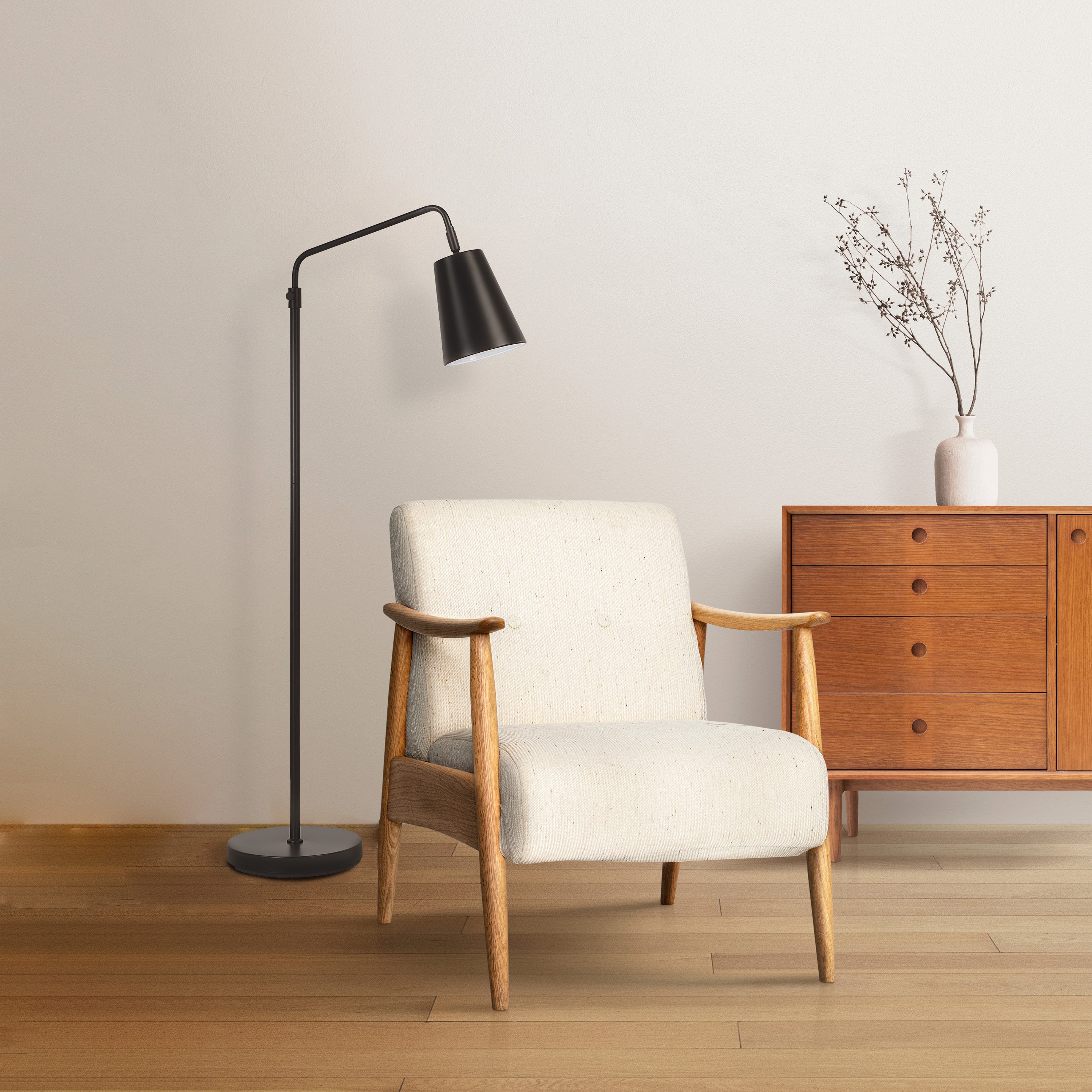 Nottingham 47.5" Adjustable Floor Lamp, Black-Floor Lamp-DECOROLALA