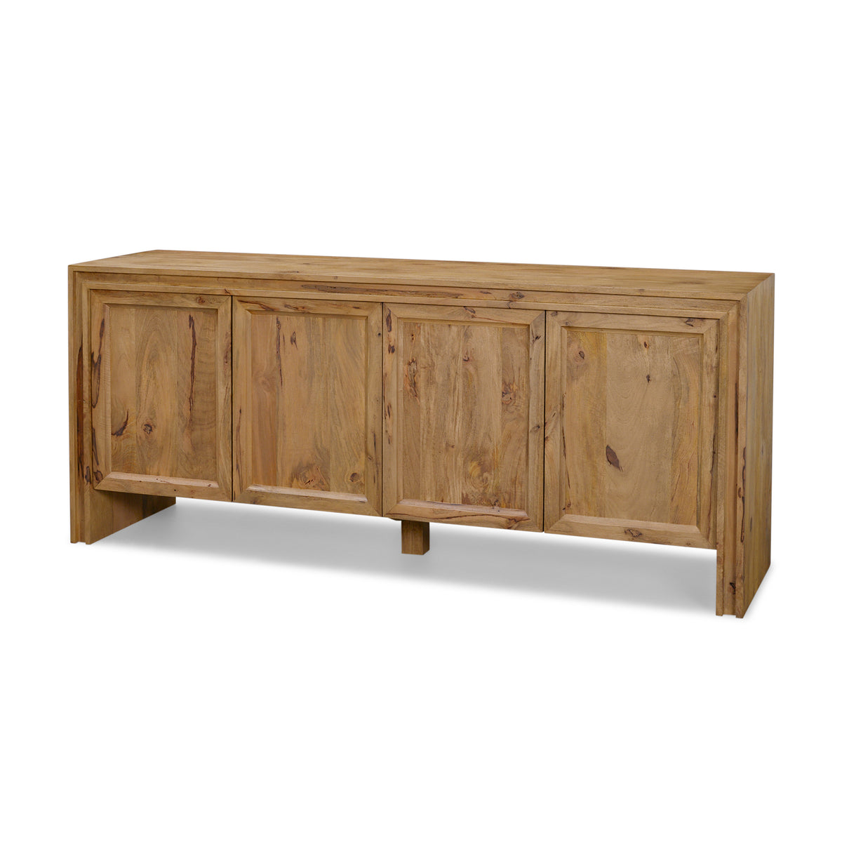 Notts Brown Wood 4-Door Closed Sideboard-Sideboards & Buffets-DECOROLALA