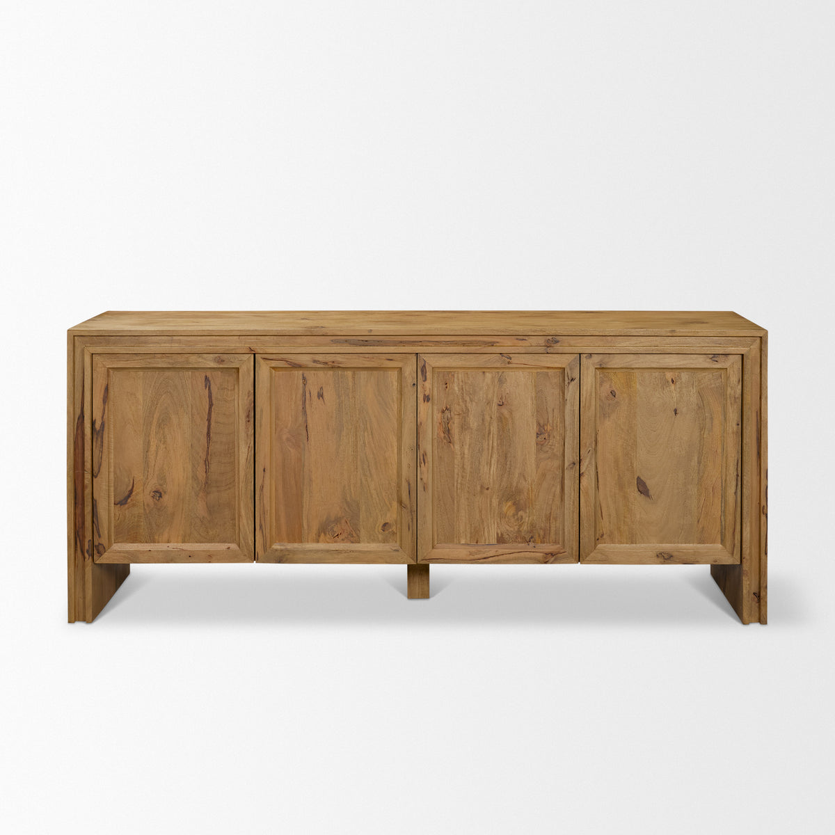 Notts Brown Wood 4-Door Closed Sideboard-Sideboards & Buffets-DECOROLALA
