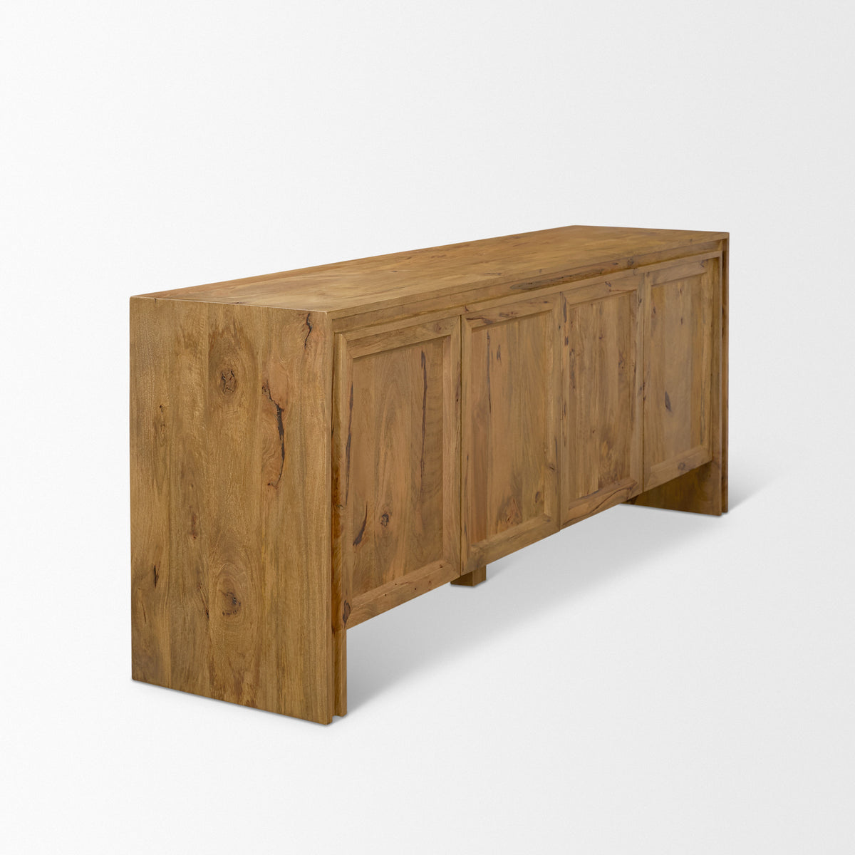 Notts Brown Wood 4-Door Closed Sideboard-Sideboards & Buffets-DECOROLALA
