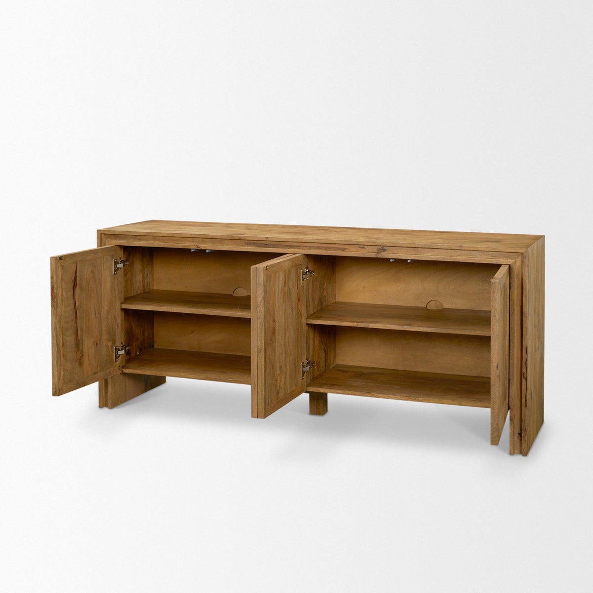 Notts Brown Wood 4-Door Closed Sideboard-Sideboards & Buffets-DECOROLALA
