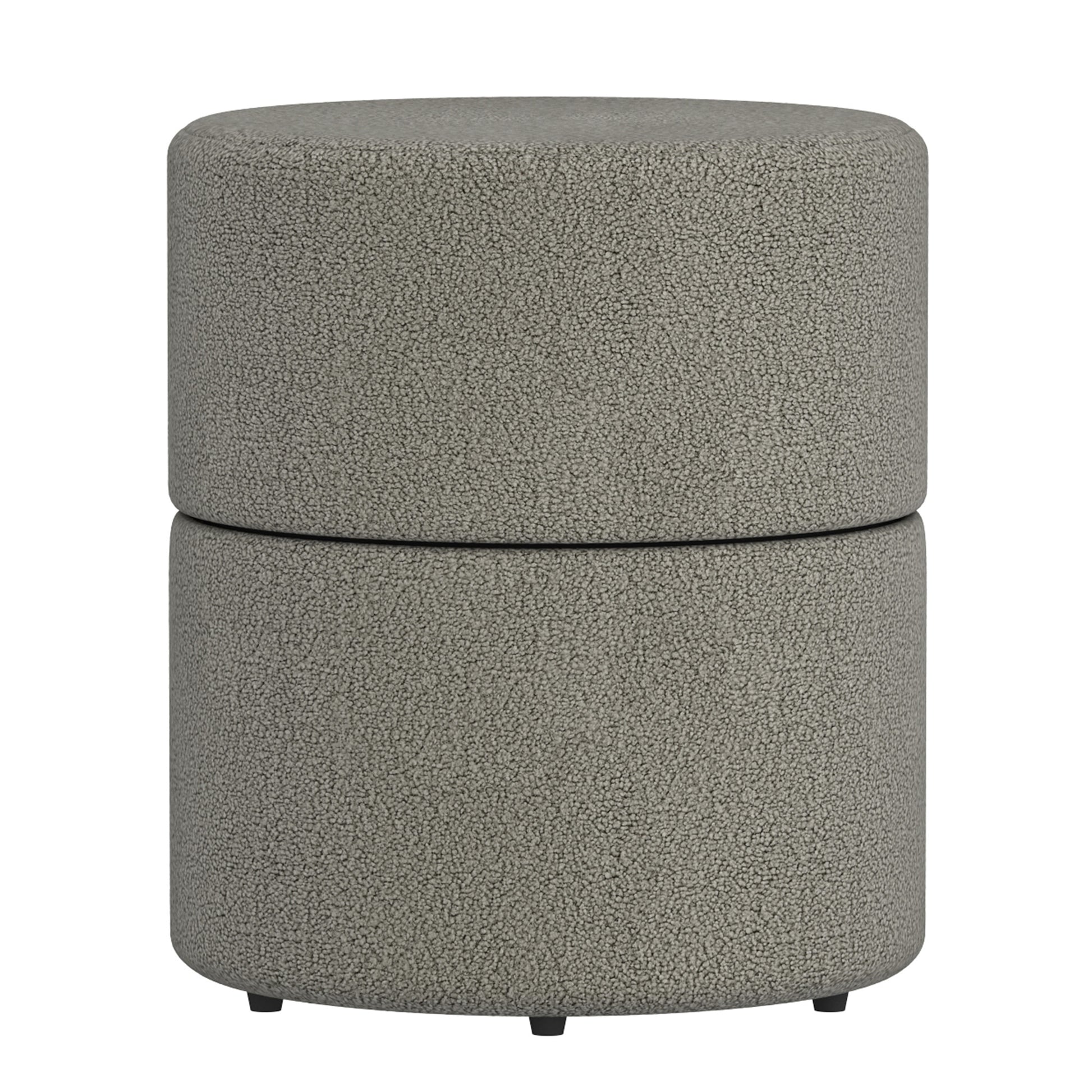 Novar Round Swivel Ottoman - Warm Grey Boucle Stool-DECOROLALA