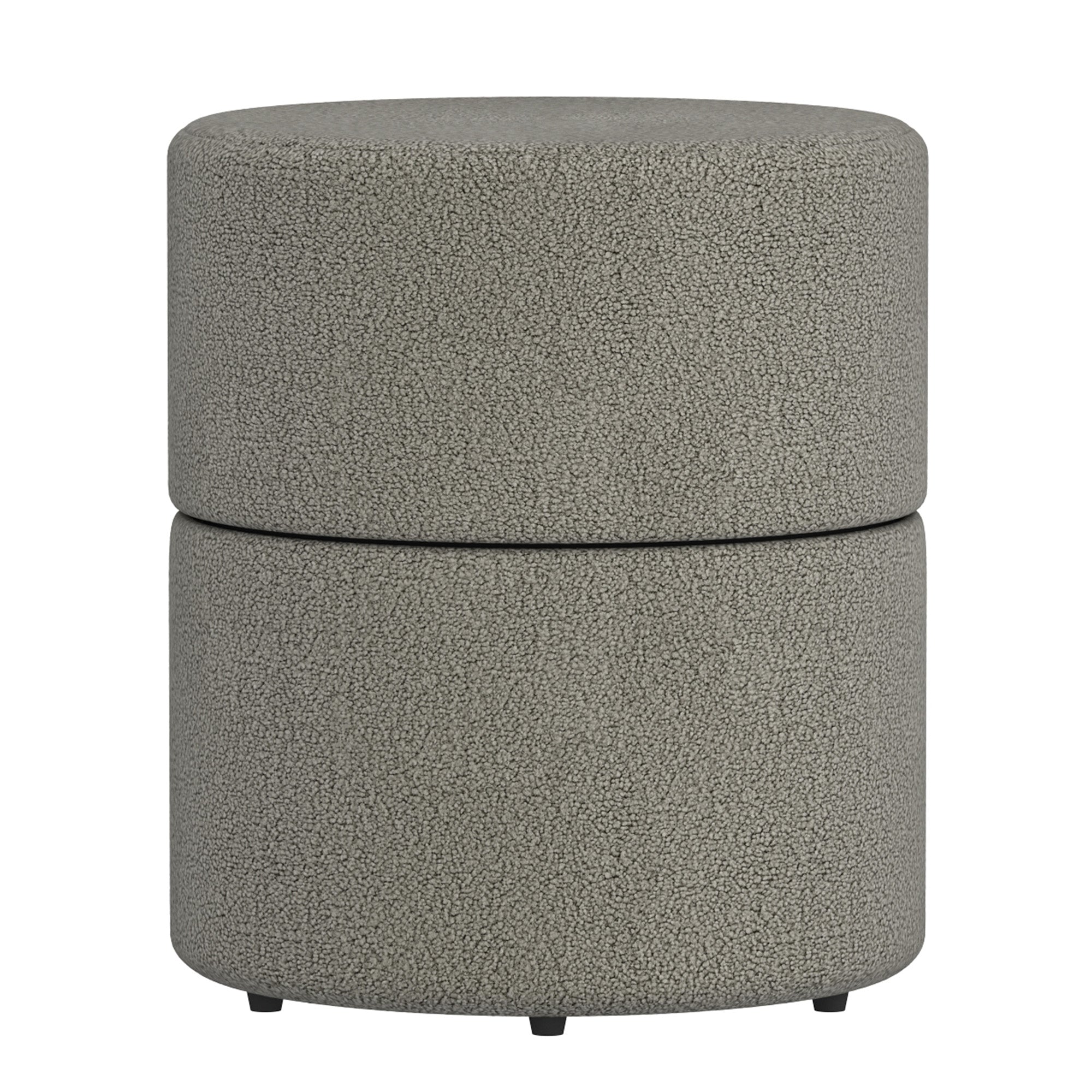 Novar Round Swivel Ottoman - Warm Grey Boucle Stool-DECOROLALA