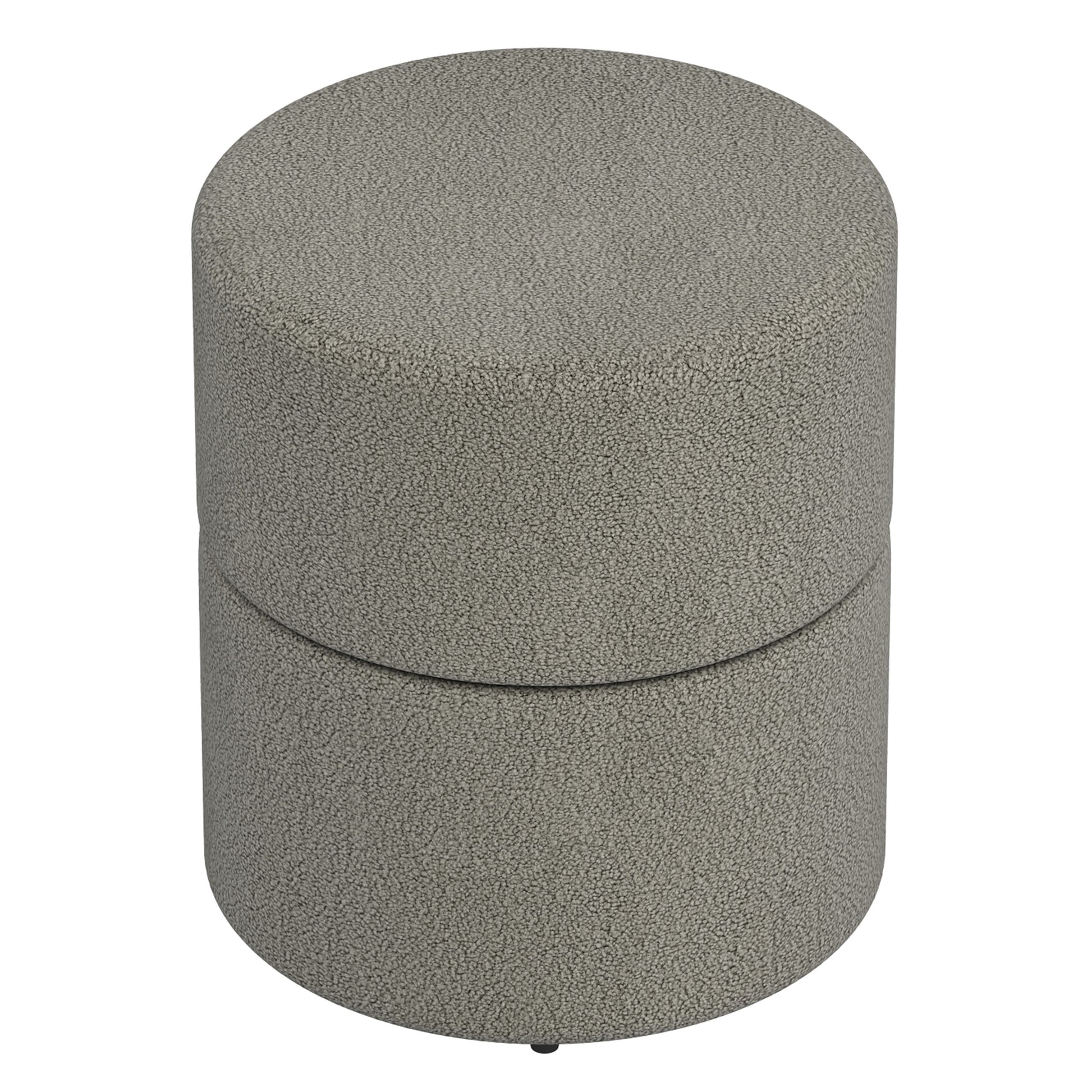 Novar Round Swivel Ottoman - Warm Grey Boucle Stool-DECOROLALA