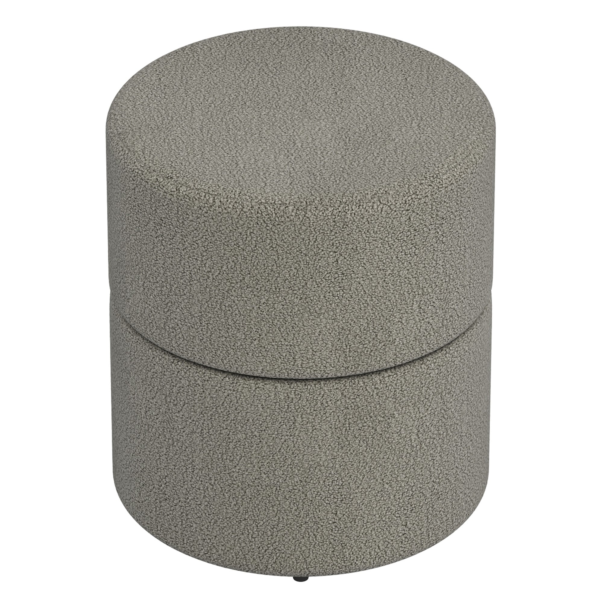 Novar Round Swivel Ottoman - Warm Grey Boucle Stool-DECOROLALA